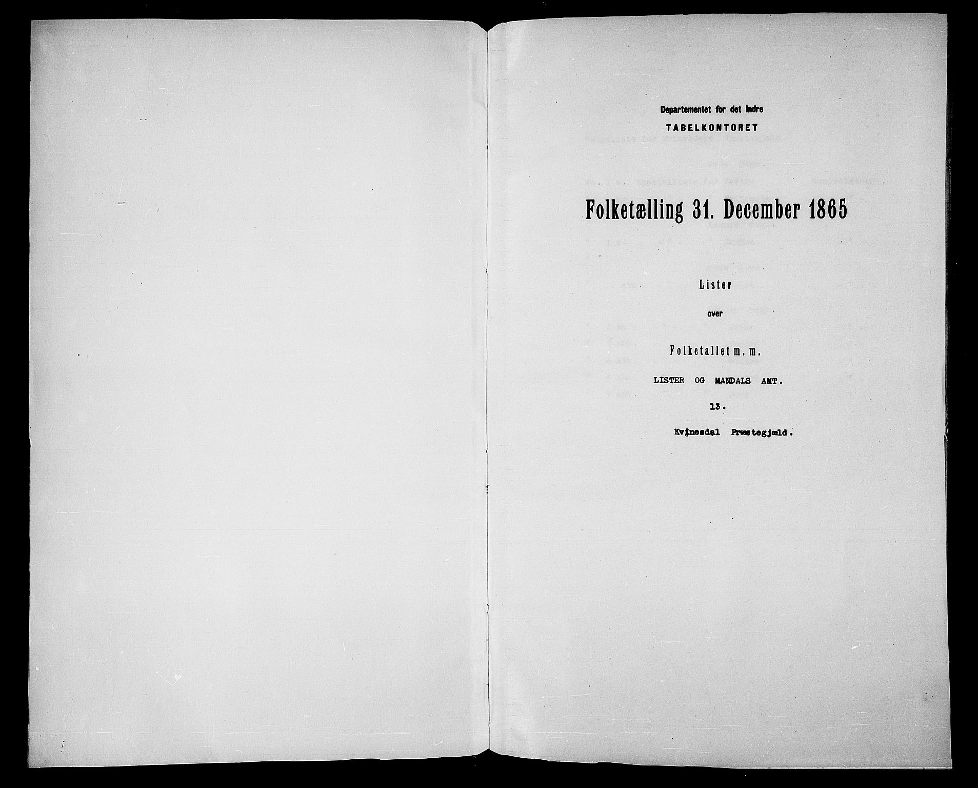 RA, 1865 census for Kvinesdal, 1865, p. 3