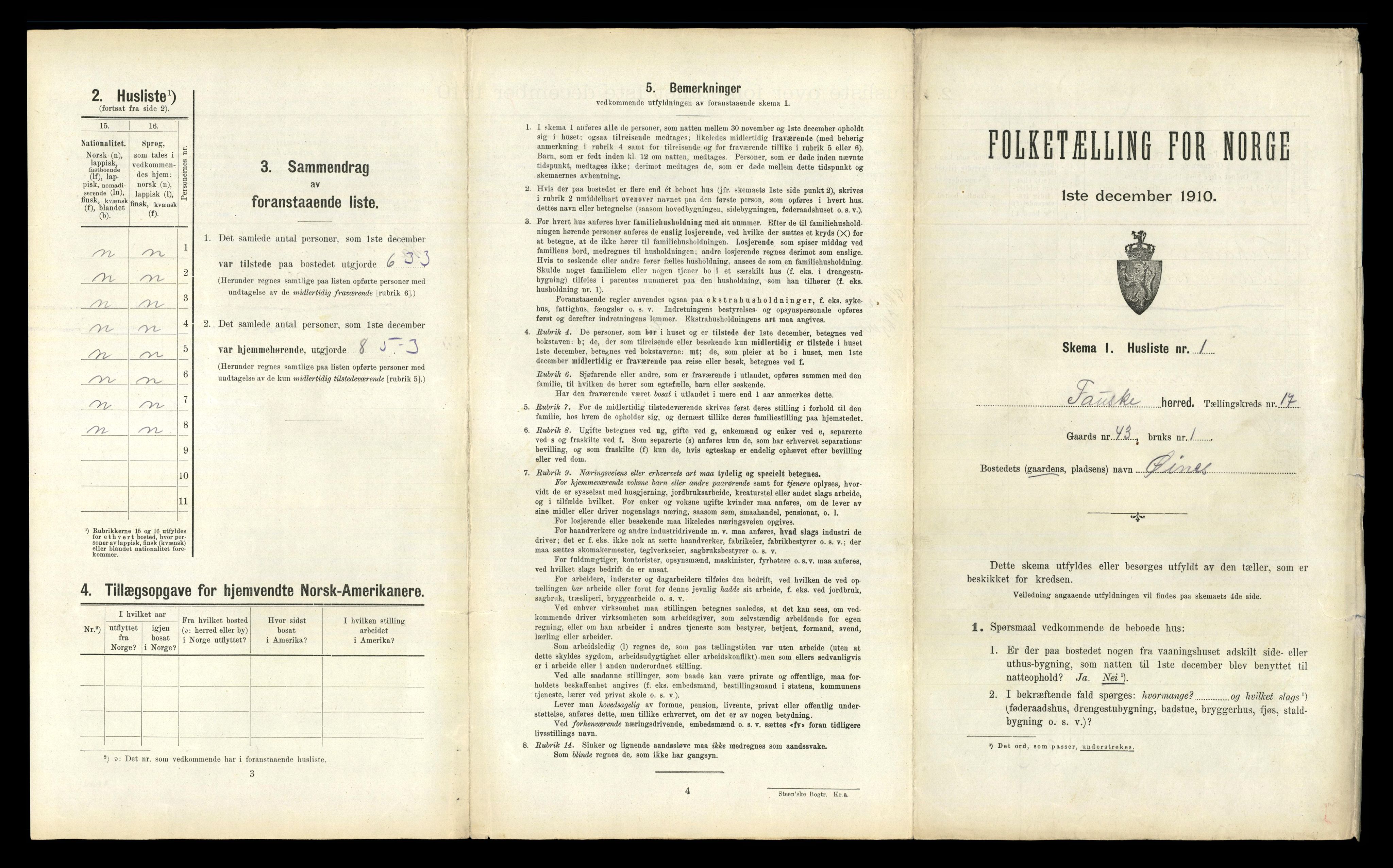 RA, 1910 census for Fauske, 1910, p. 1044