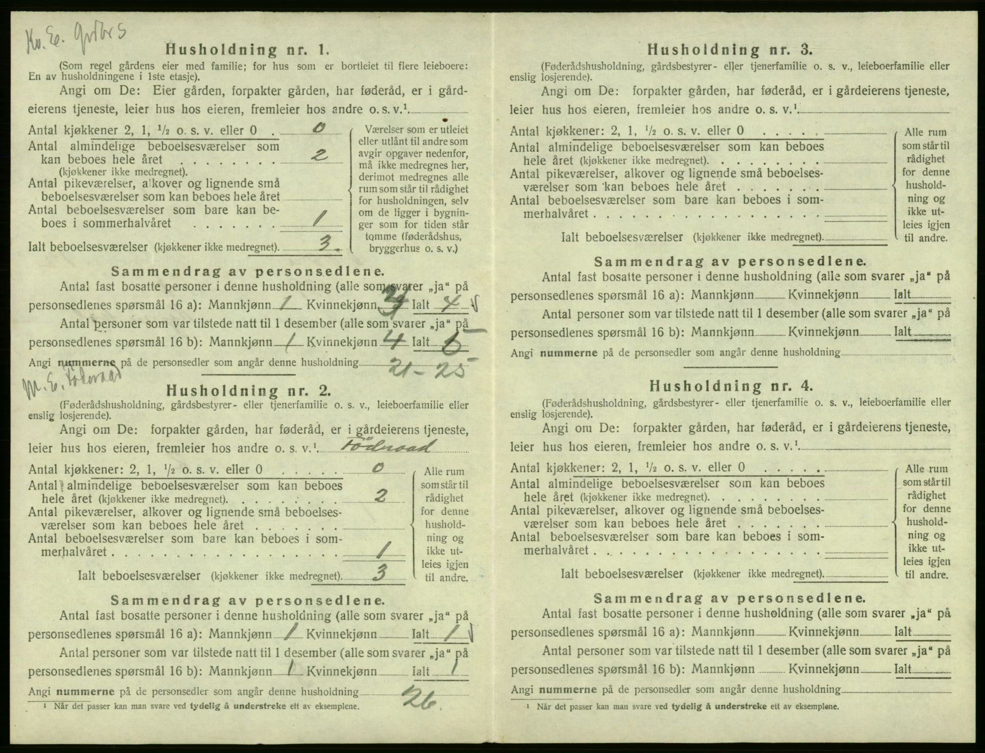 SAB, 1920 census for Odda, 1920, p. 1111