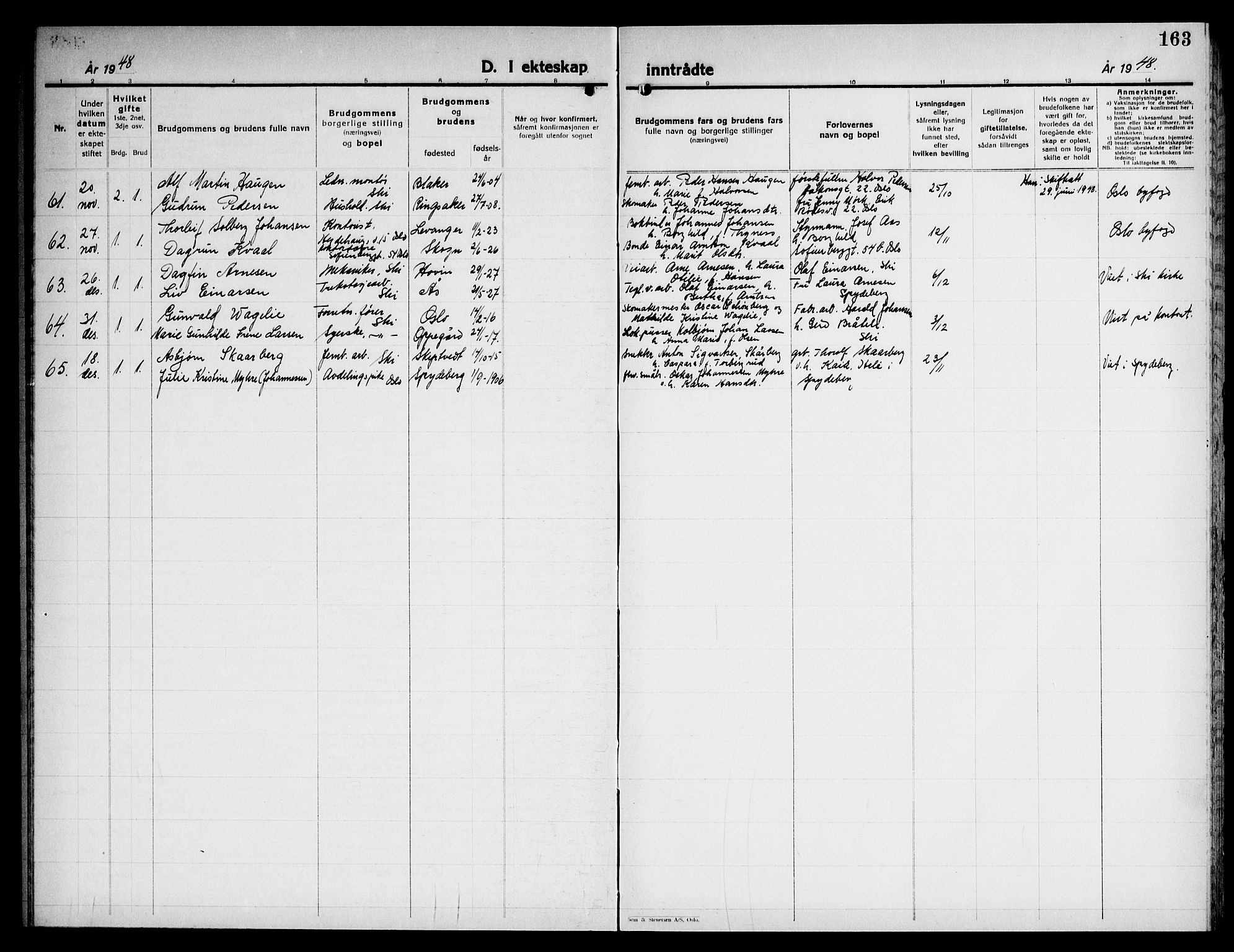 Kråkstad prestekontor Kirkebøker, AV/SAO-A-10125a/G/Gb/L0003: Parish register (copy) no. II 3, 1942-1948, p. 163