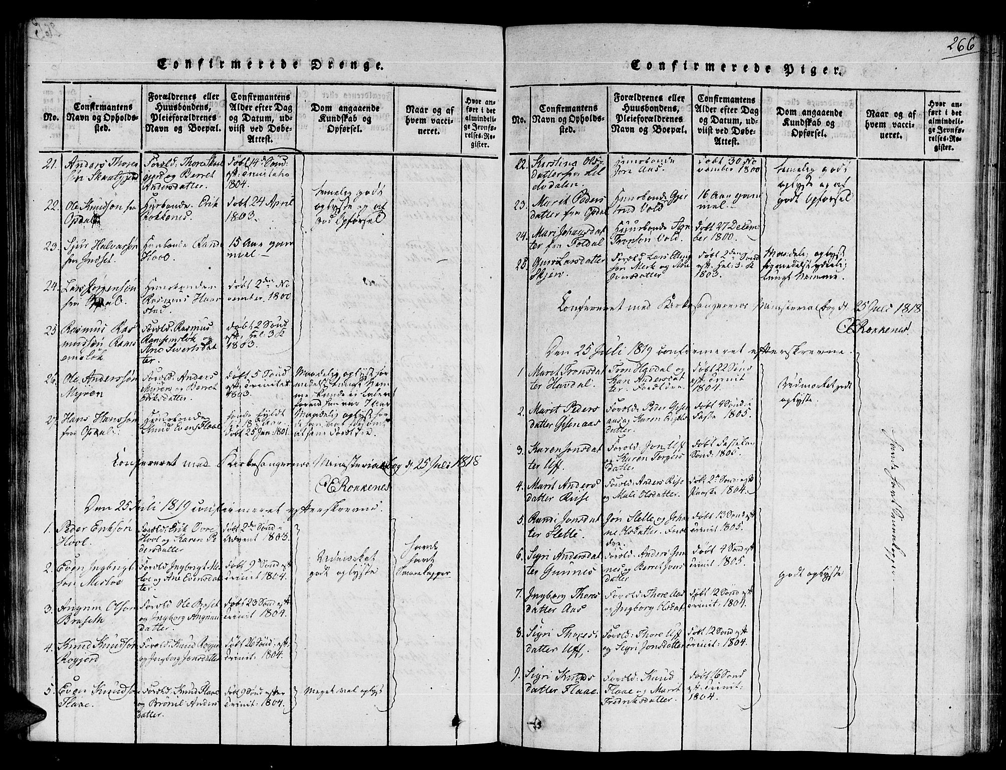Ministerialprotokoller, klokkerbøker og fødselsregistre - Sør-Trøndelag, SAT/A-1456/672/L0854: Parish register (official) no. 672A06 /2, 1816-1829, p. 266