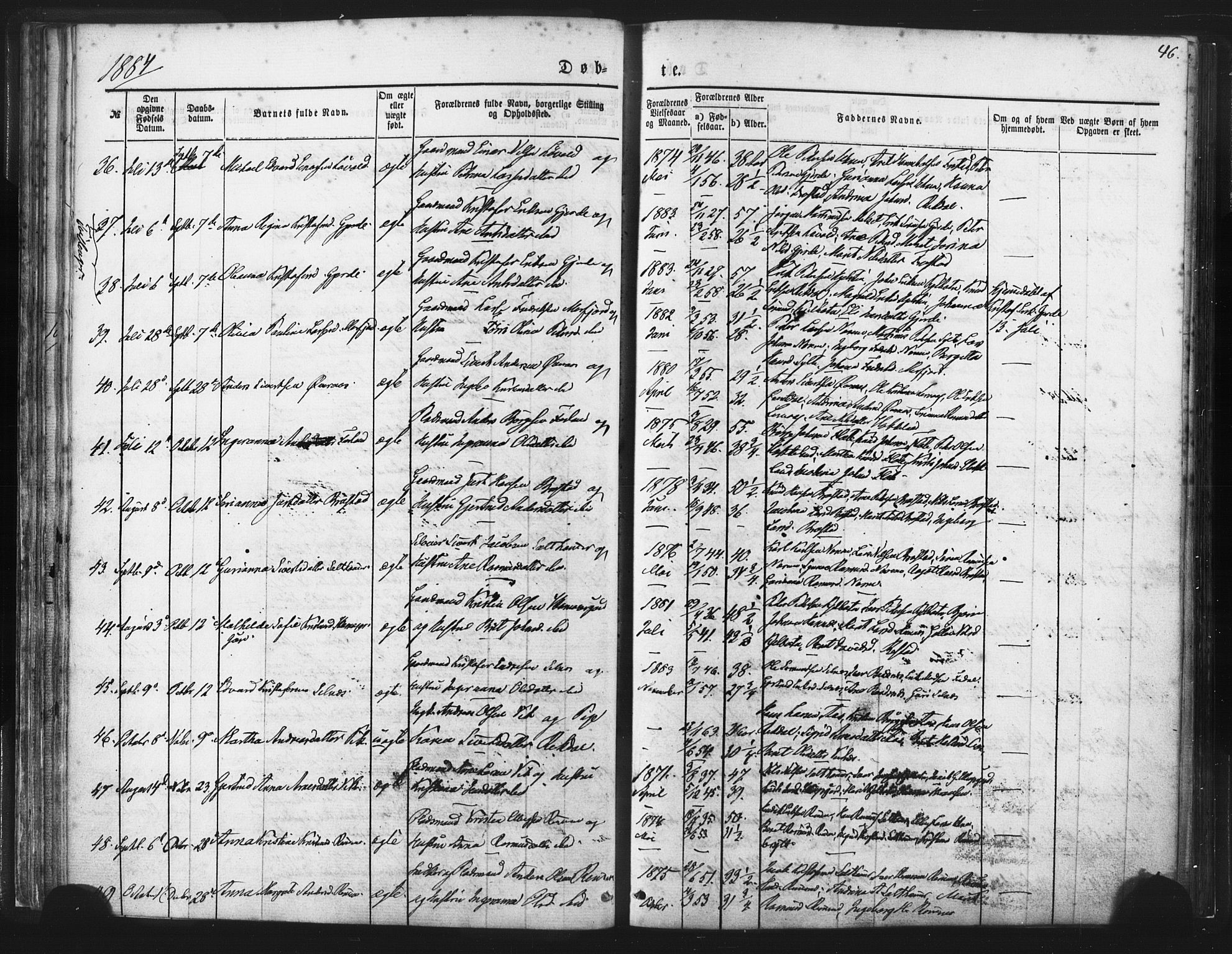 Ministerialprotokoller, klokkerbøker og fødselsregistre - Møre og Romsdal, AV/SAT-A-1454/539/L0530: Parish register (official) no. 539A03, 1872-1886, p. 46