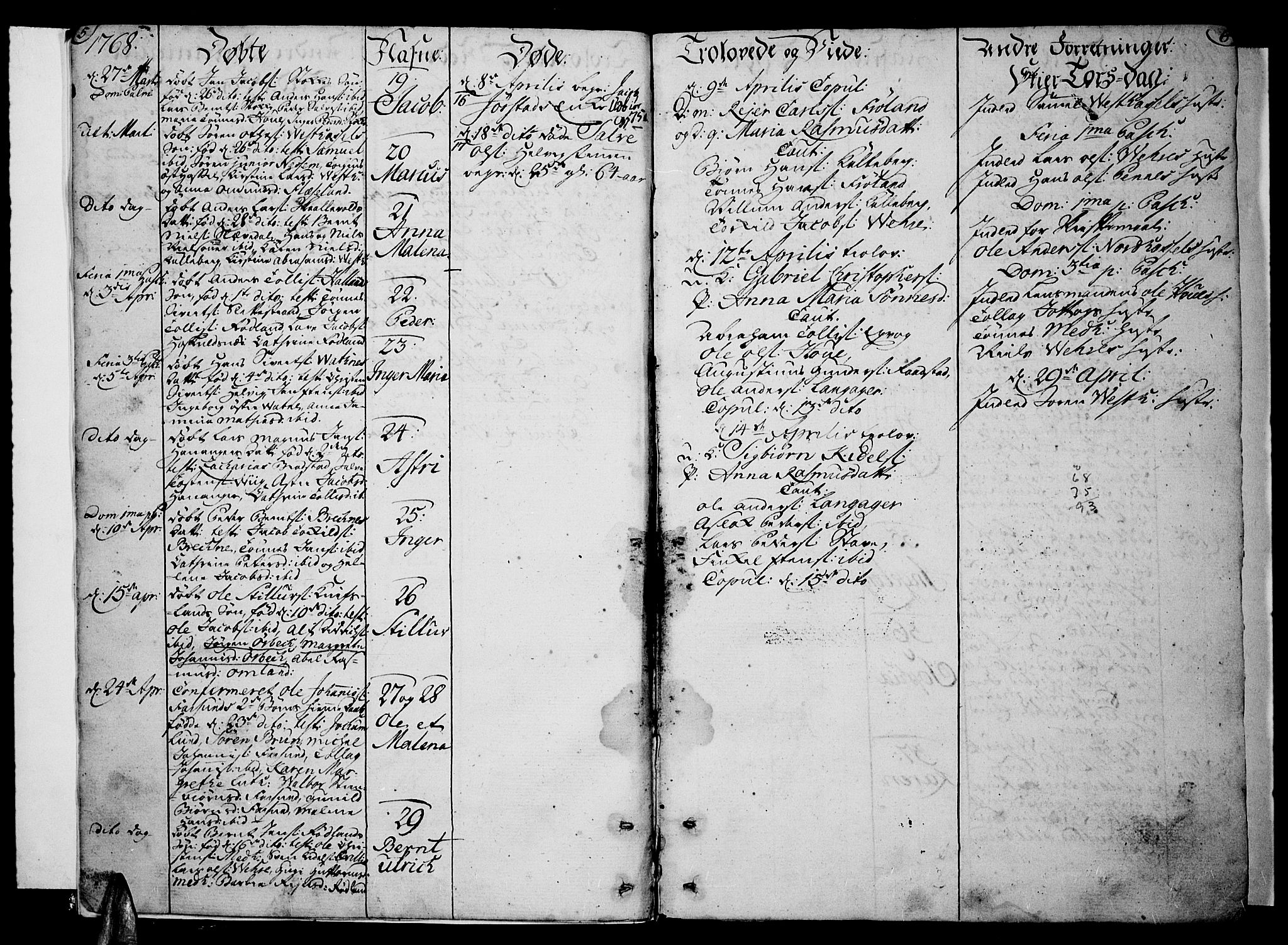 Lista sokneprestkontor, AV/SAK-1111-0027/F/Fa/L0004: Parish register (official) no. A 4, 1768-1794, p. 5-6