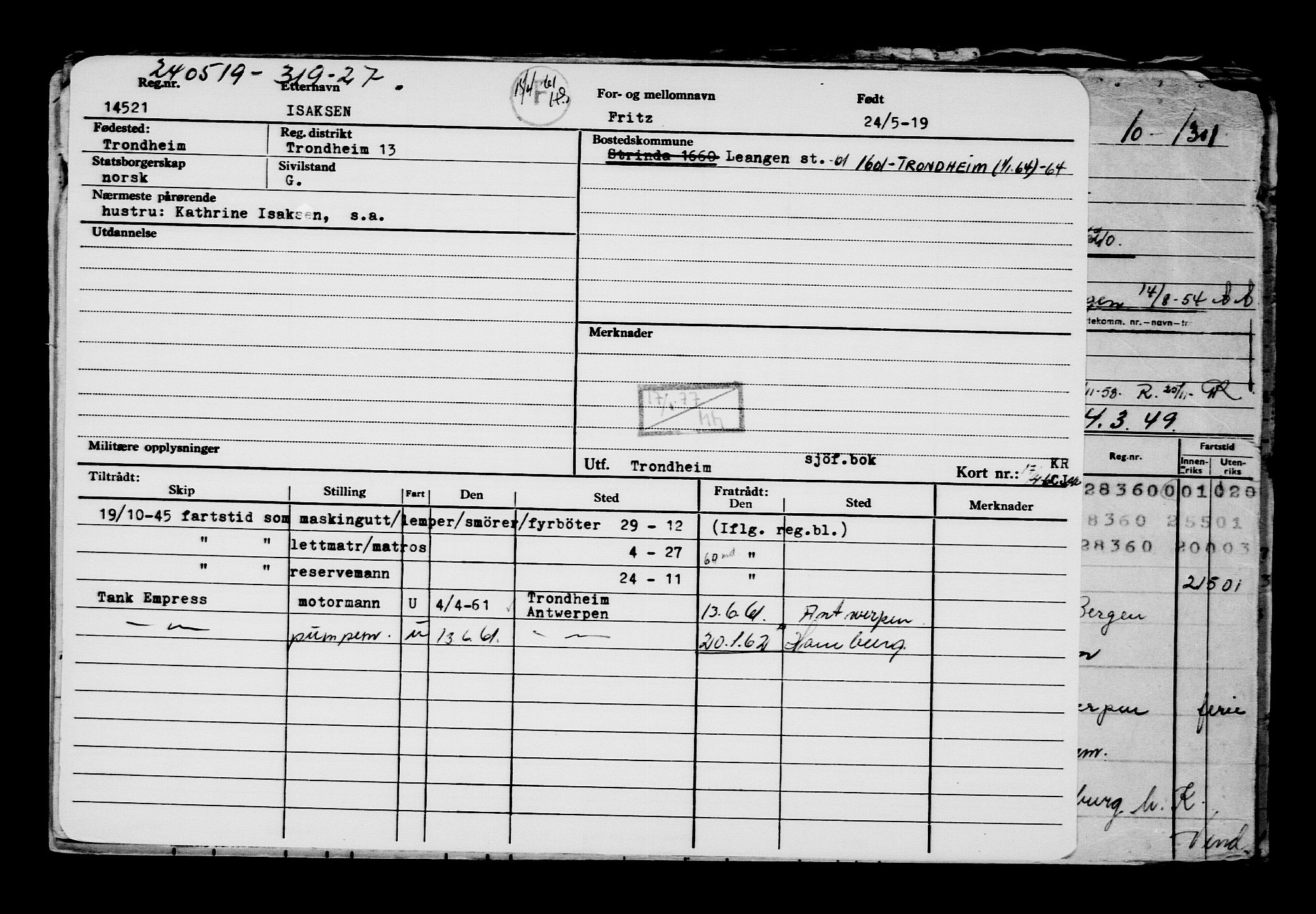 Direktoratet for sjømenn, AV/RA-S-3545/G/Gb/L0169: Hovedkort, 1919, p. 105