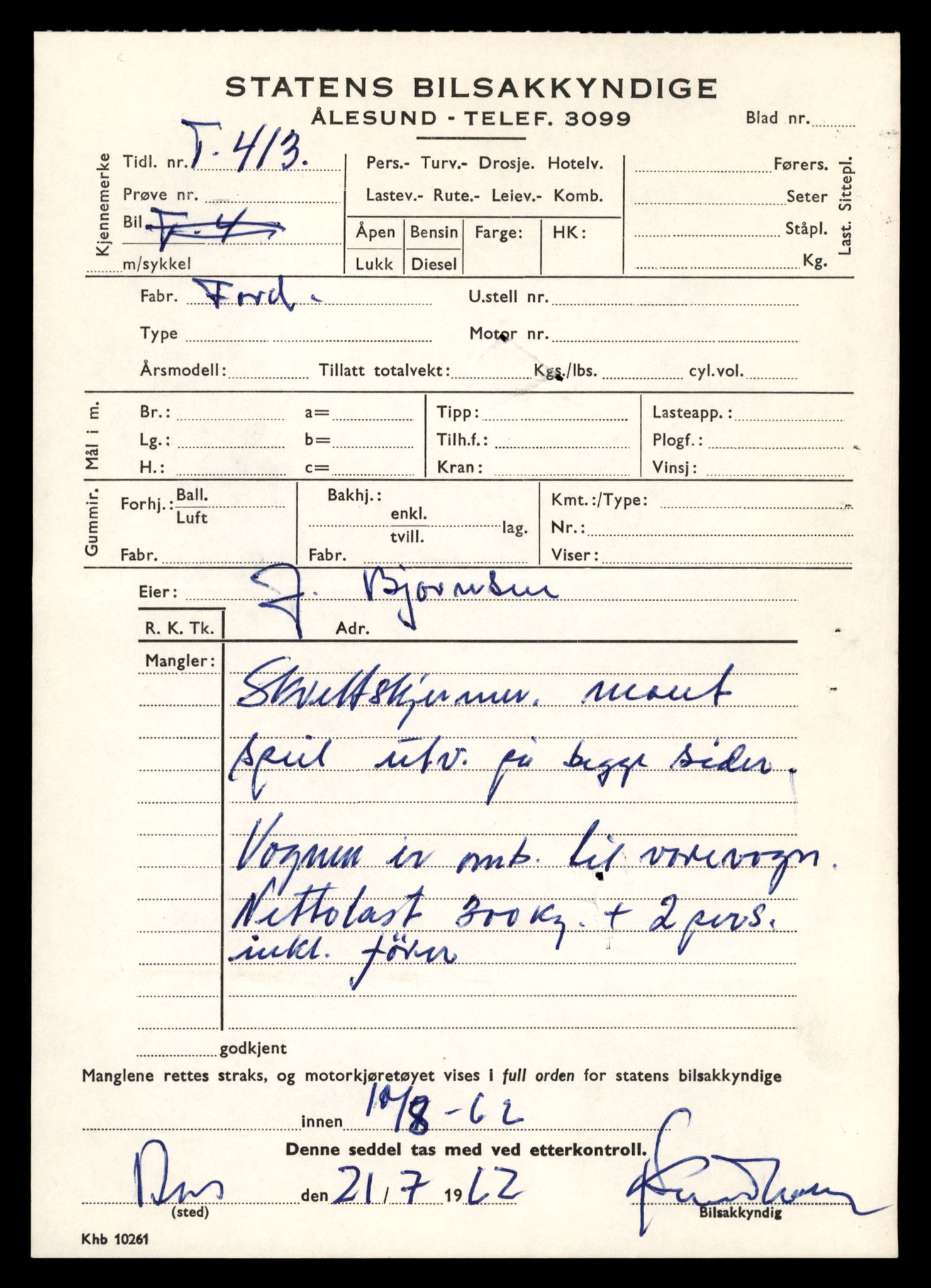 Møre og Romsdal vegkontor - Ålesund trafikkstasjon, AV/SAT-A-4099/F/Fe/L0024: Registreringskort for kjøretøy T 10810 - T 10930, 1927-1998, p. 587