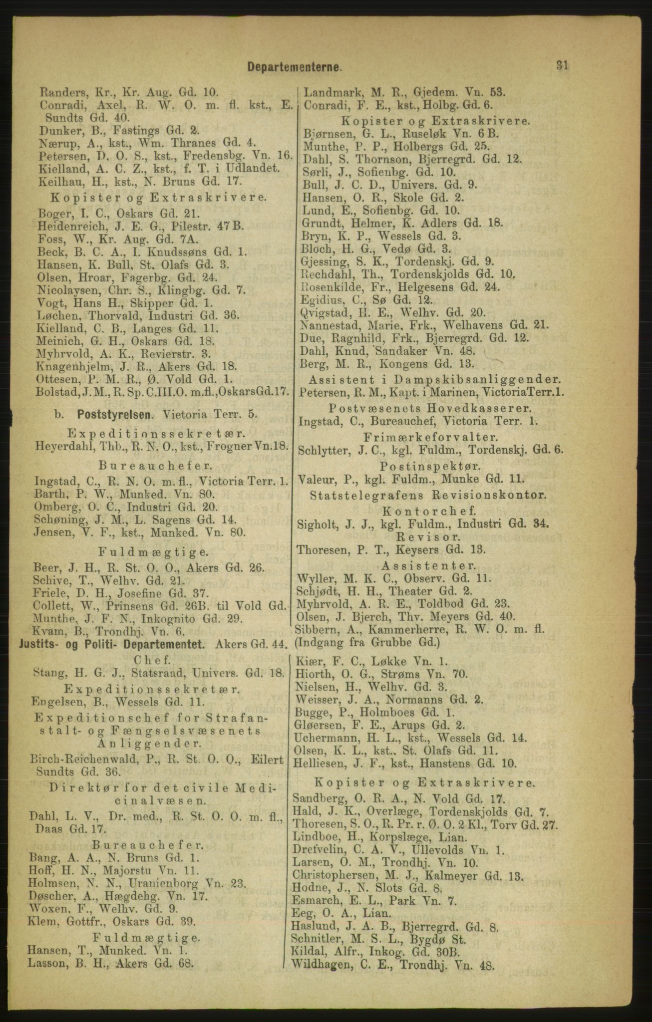 Kristiania/Oslo adressebok, PUBL/-, 1888, p. 31