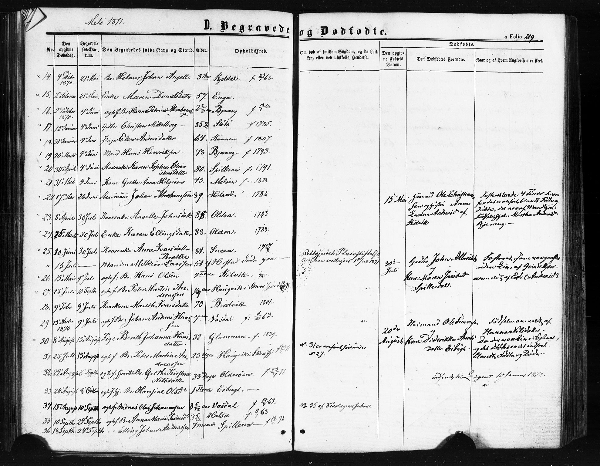 Ministerialprotokoller, klokkerbøker og fødselsregistre - Nordland, SAT/A-1459/841/L0607: Parish register (official) no. 841A11 /2, 1863-1877, p. 219