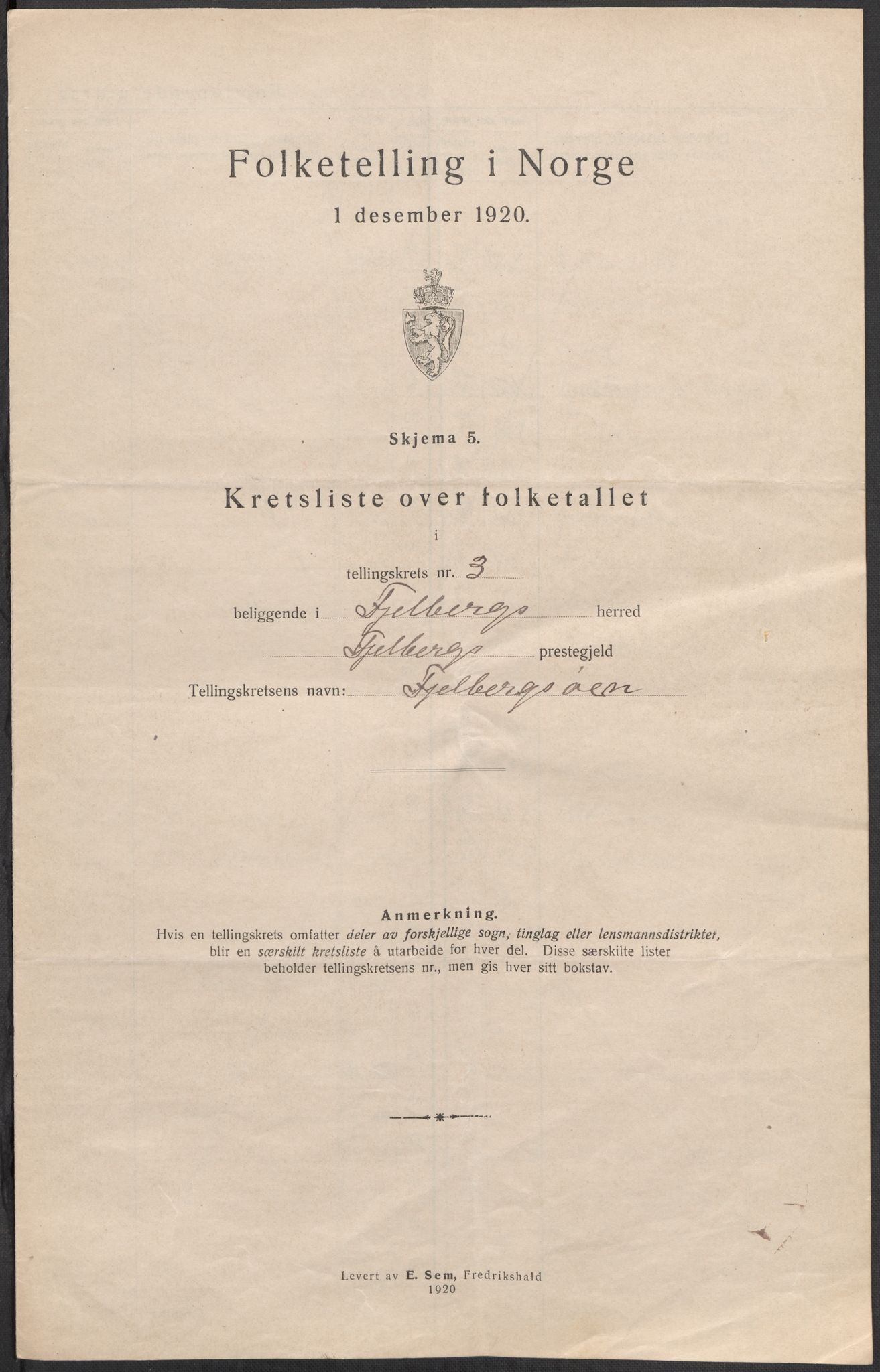 SAB, 1920 census for Fjelberg, 1920, p. 10