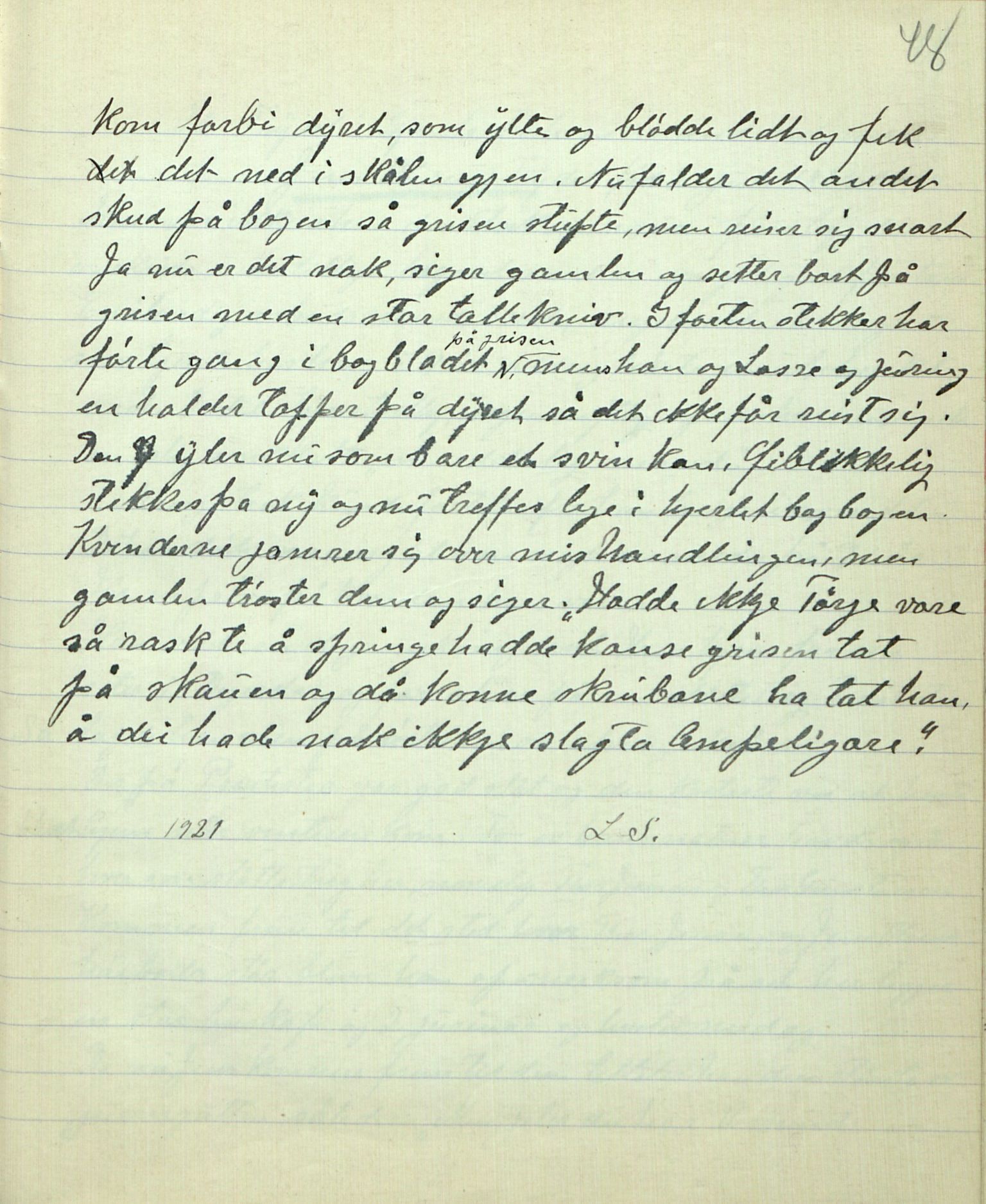 Rikard Berge, TEMU/TGM-A-1003/F/L0007/0045: 251-299 / 295 Gjerstad. Oppskrifter skrivne av Lars Skeldsø. Bygdehistorie og skikkar, 1920, p. 48