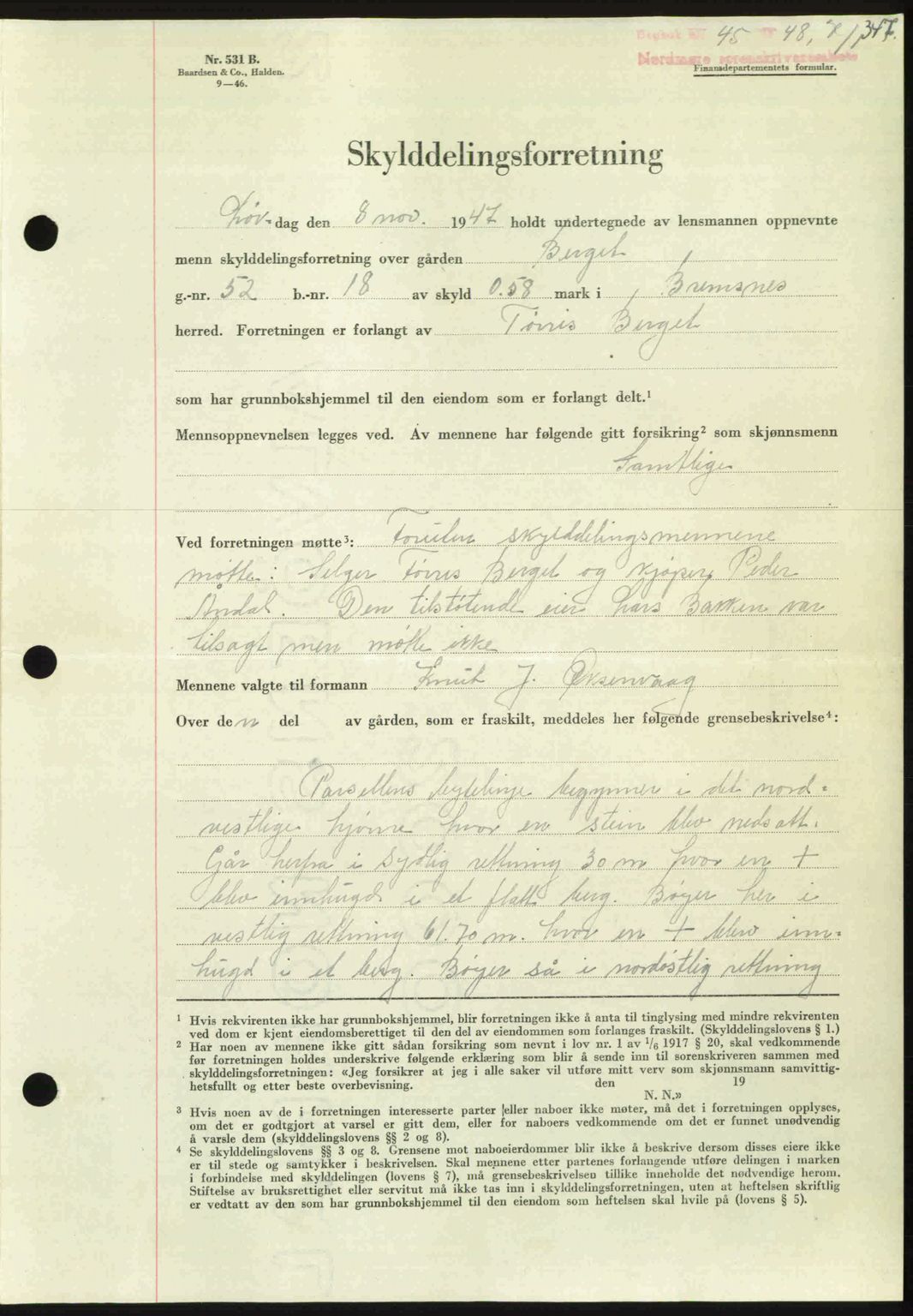 Nordmøre sorenskriveri, AV/SAT-A-4132/1/2/2Ca: Mortgage book no. A107, 1947-1948, Diary no: : 45/1948