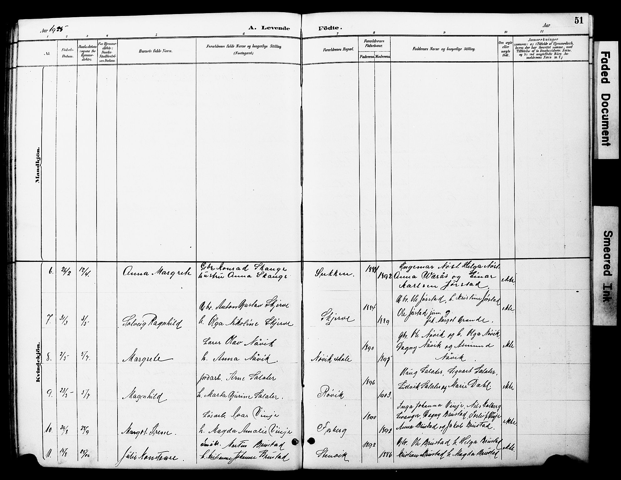 Ministerialprotokoller, klokkerbøker og fødselsregistre - Nord-Trøndelag, SAT/A-1458/722/L0226: Parish register (copy) no. 722C02, 1889-1927, p. 51