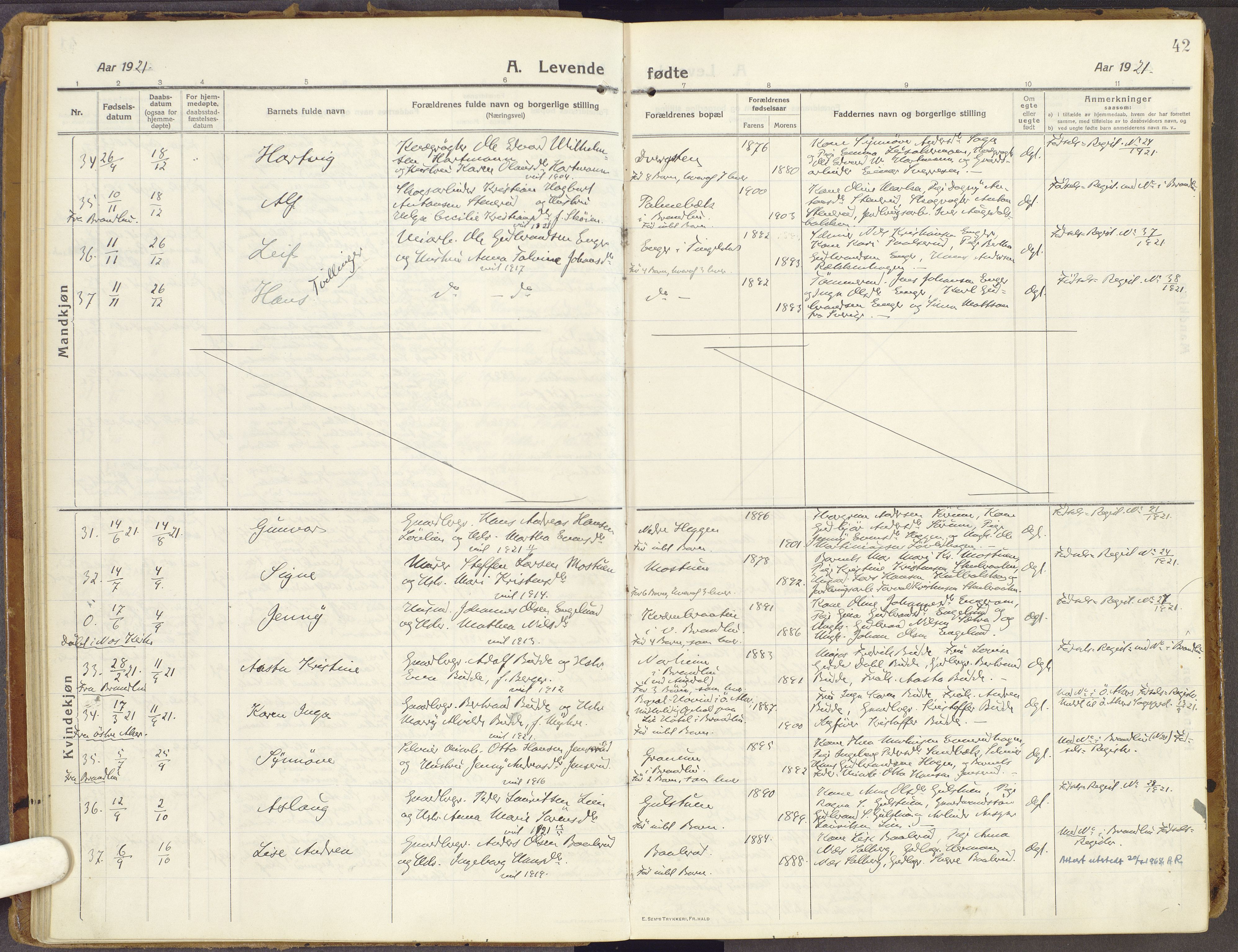 Brandbu prestekontor, AV/SAH-PREST-114/H/Ha/Haa/L0003: Parish register (official) no. 3, 1914-1928, p. 42