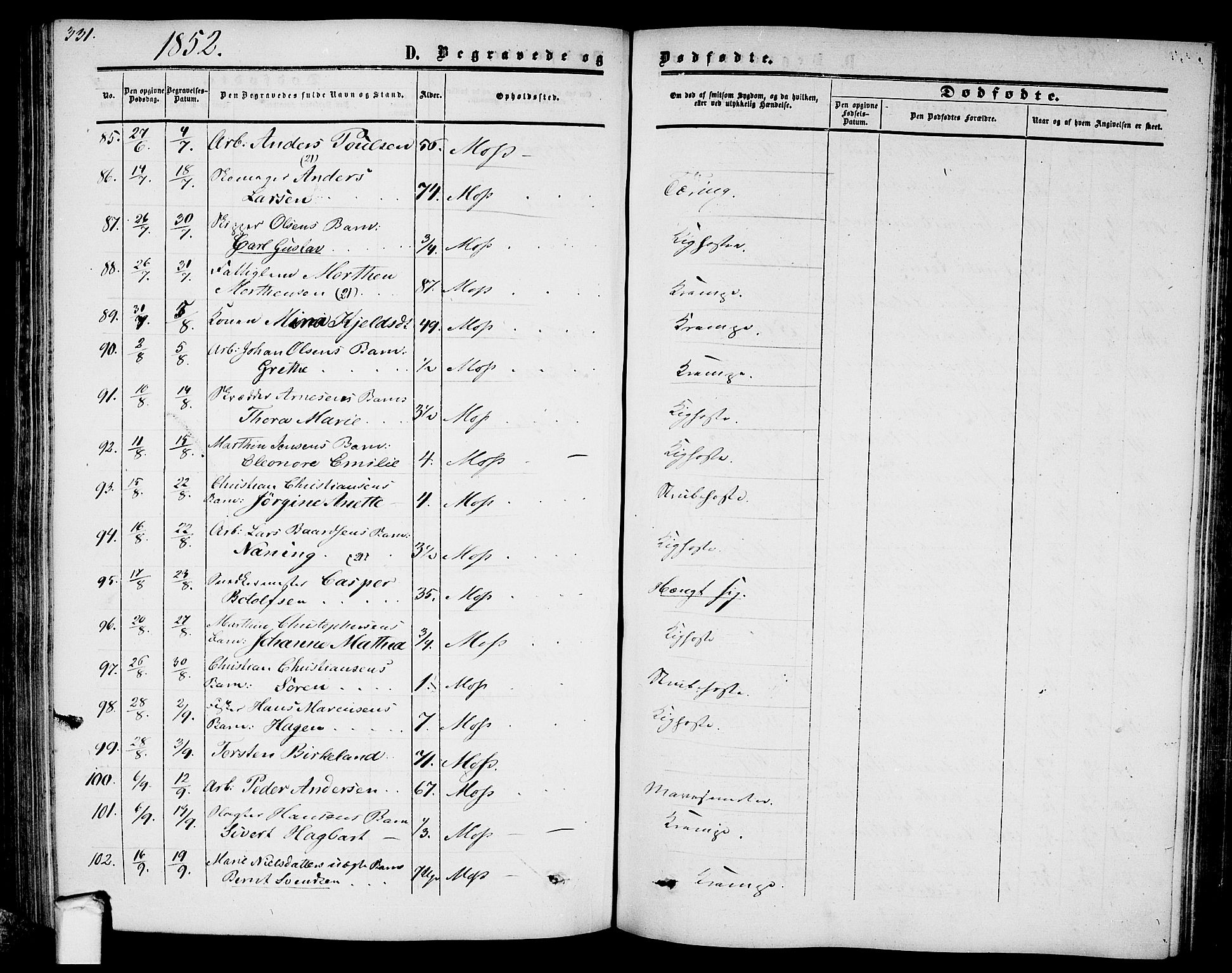 Moss prestekontor Kirkebøker, AV/SAO-A-2003/G/Ga/L0002: Parish register (copy) no. I 2, 1852-1871, p. 331