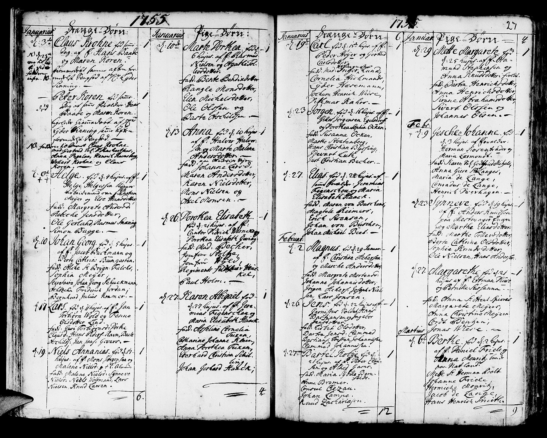 Korskirken sokneprestembete, SAB/A-76101/H/Haa/L0005: Parish register (official) no. A 5, 1751-1789, p. 27