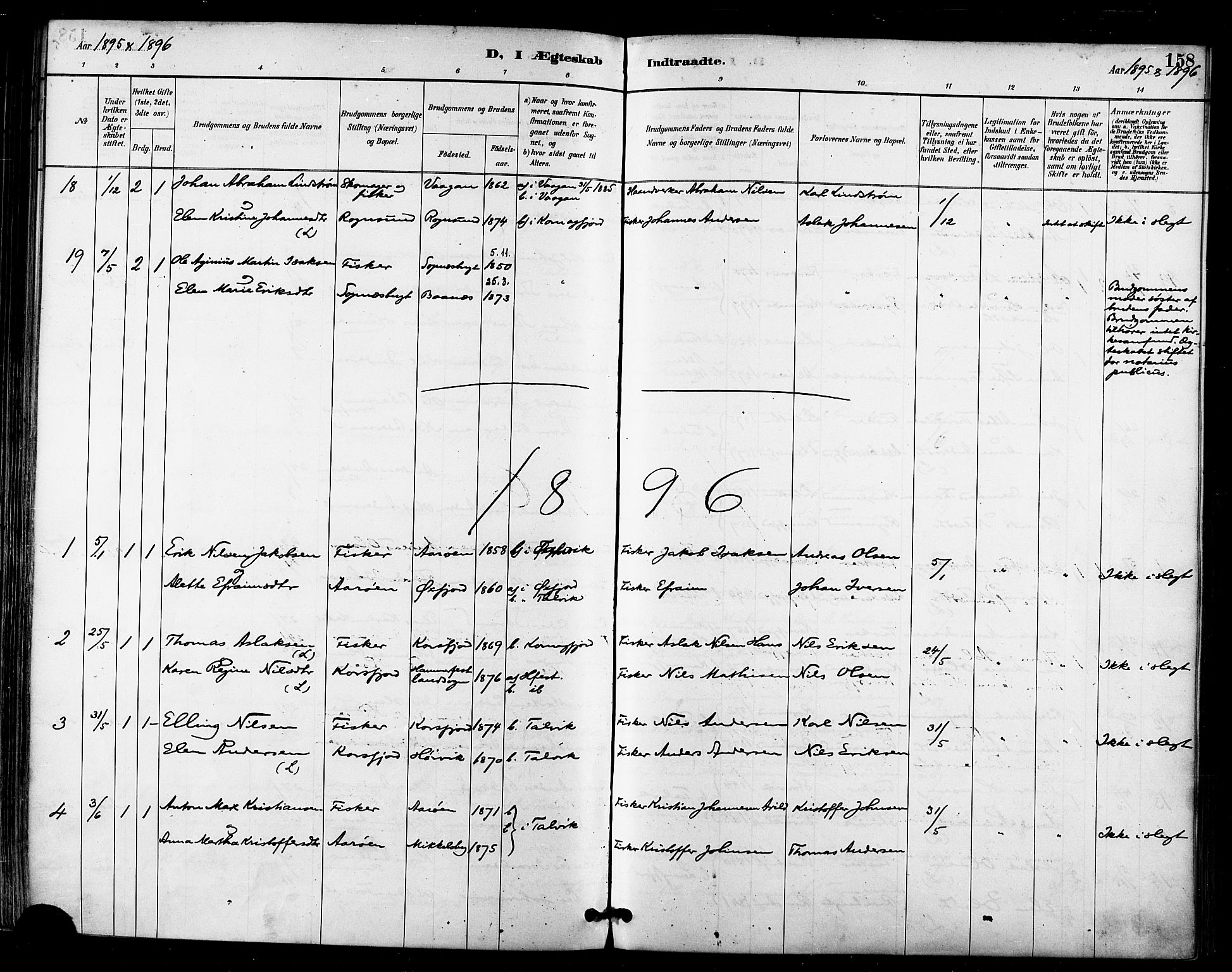 Talvik sokneprestkontor, SATØ/S-1337/H/Ha/L0013kirke: Parish register (official) no. 13, 1886-1897, p. 158