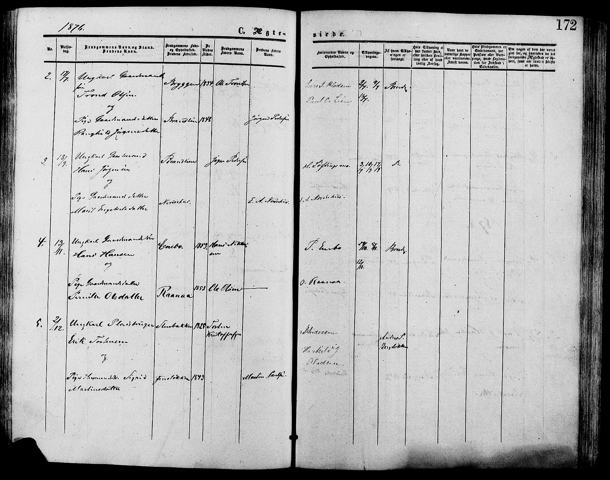 Lesja prestekontor, SAH/PREST-068/H/Ha/Haa/L0009: Parish register (official) no. 9, 1854-1889, p. 172