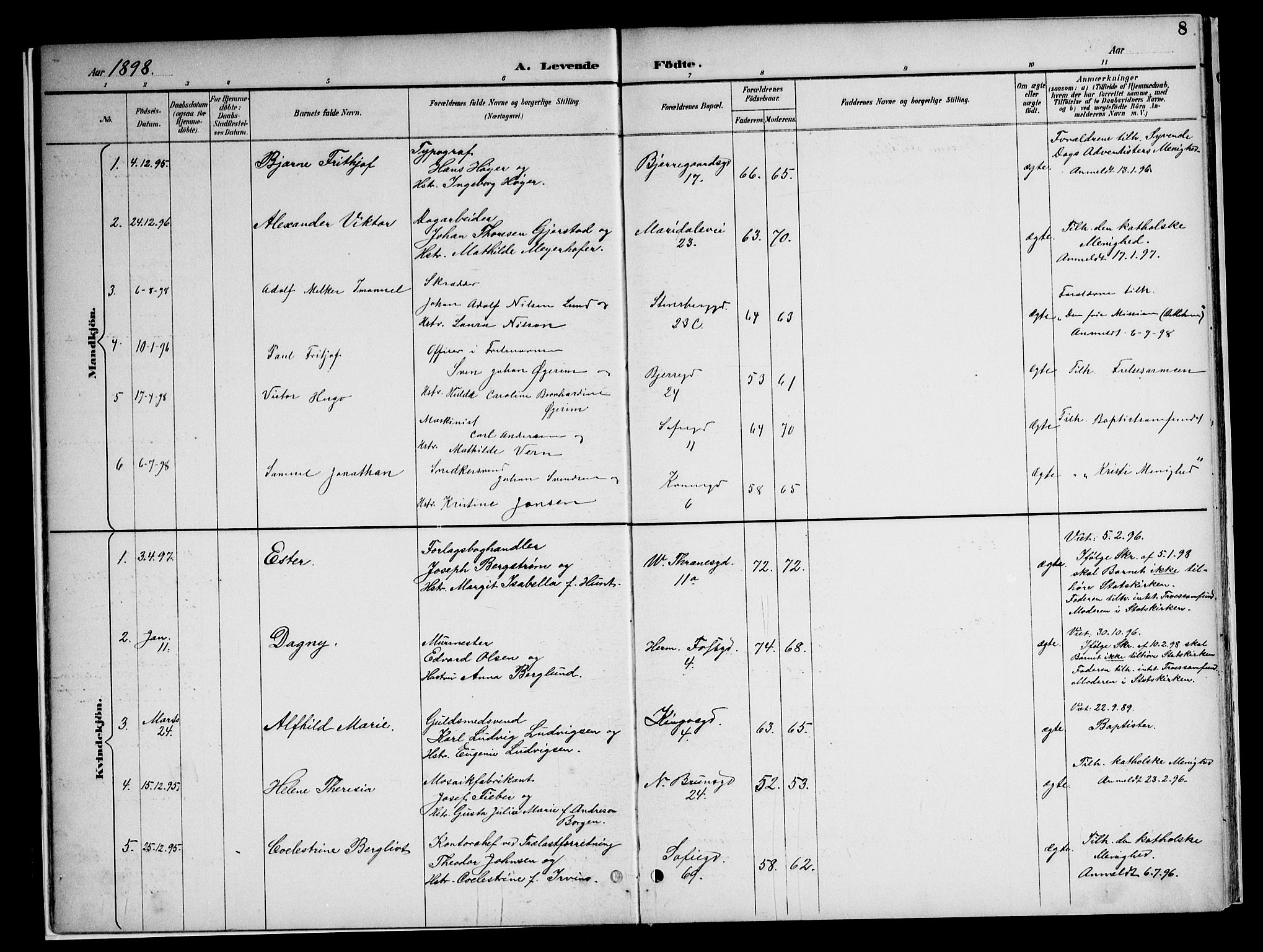 Gamle Aker prestekontor Kirkebøker, SAO/A-10617a/F/L0010: Parish register (official) no. 10, 1892-1960, p. 8