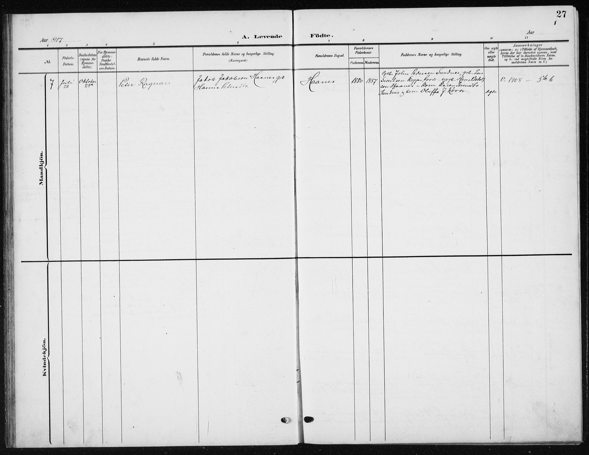 Ministerialprotokoller, klokkerbøker og fødselsregistre - Møre og Romsdal, AV/SAT-A-1454/504/L0061: Parish register (copy) no. 504C03, 1902-1940, p. 27