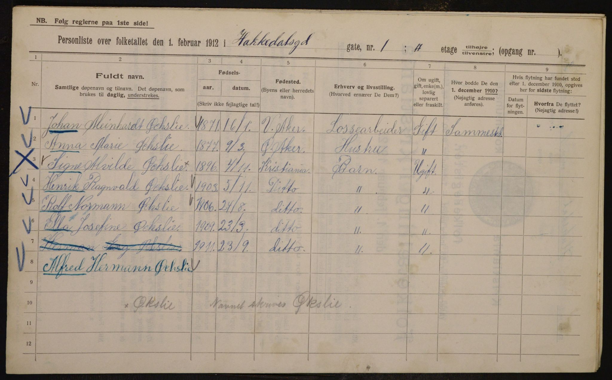 OBA, Municipal Census 1912 for Kristiania, 1912, p. 34020