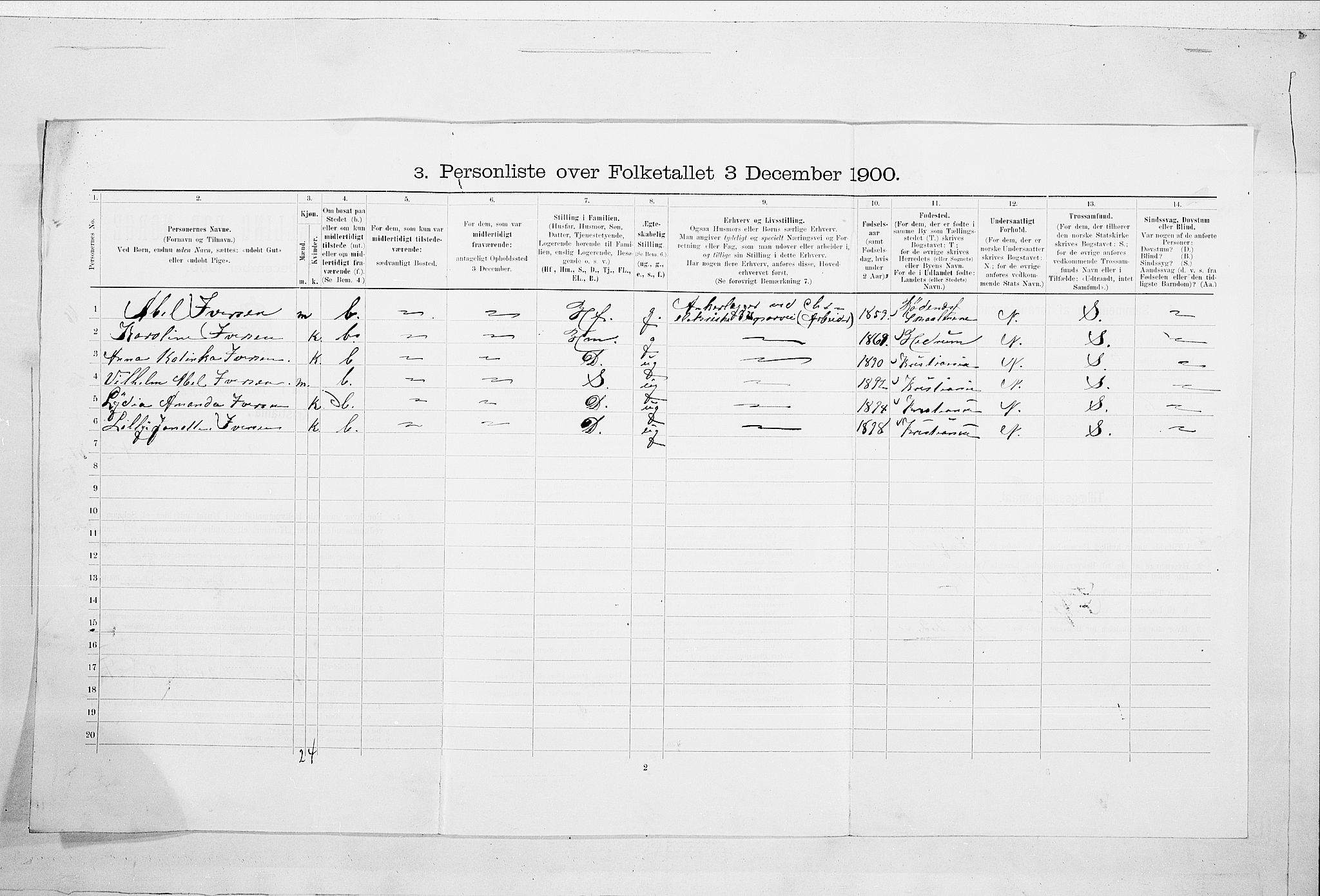 SAO, 1900 census for Kristiania, 1900, p. 112112