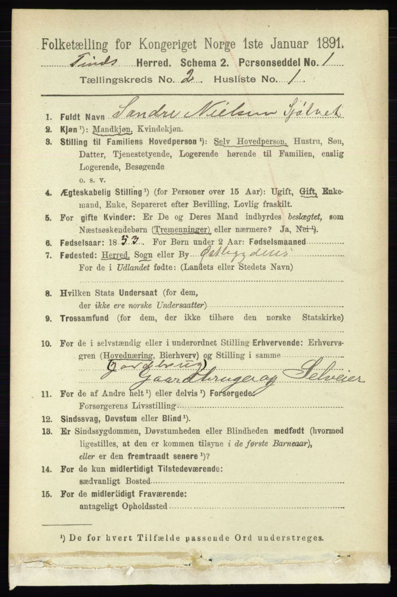 RA, 1891 census for 0826 Tinn, 1891, p. 149