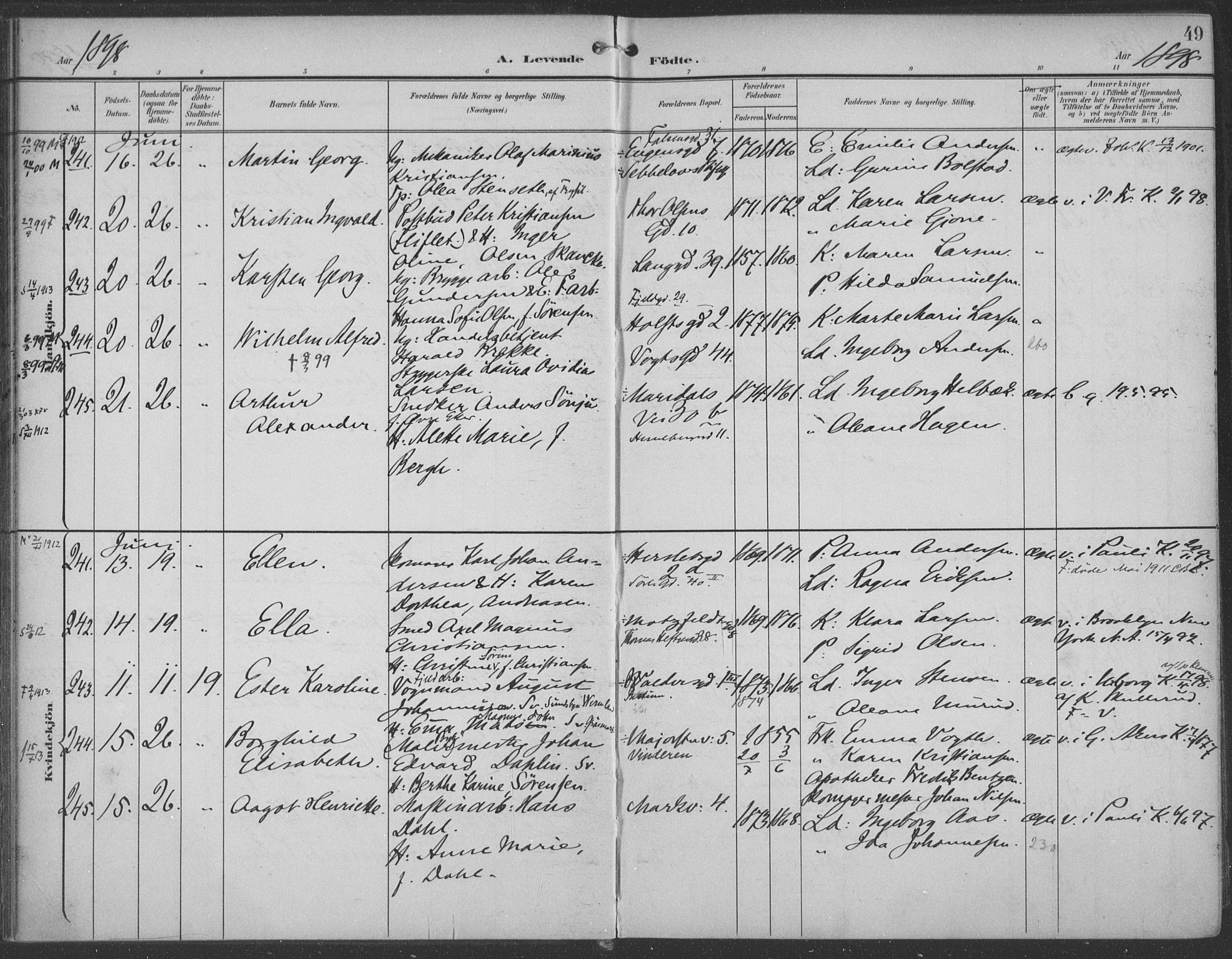 Rikshospitalet prestekontor Kirkebøker, AV/SAO-A-10309b/F/L0011: Parish register (official) no. 11, 1898-1900, p. 49