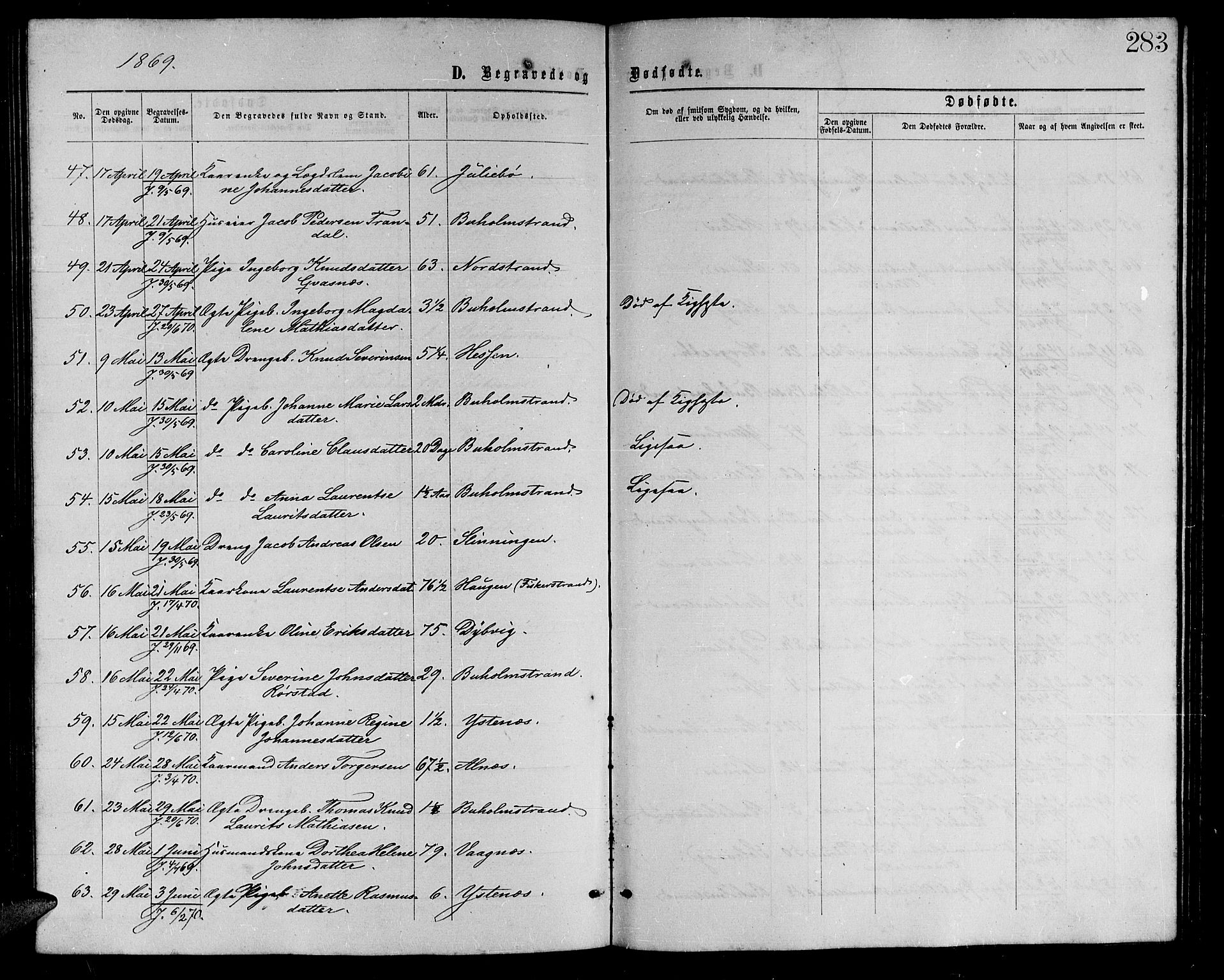 Ministerialprotokoller, klokkerbøker og fødselsregistre - Møre og Romsdal, AV/SAT-A-1454/528/L0428: Parish register (copy) no. 528C09, 1864-1880, p. 283