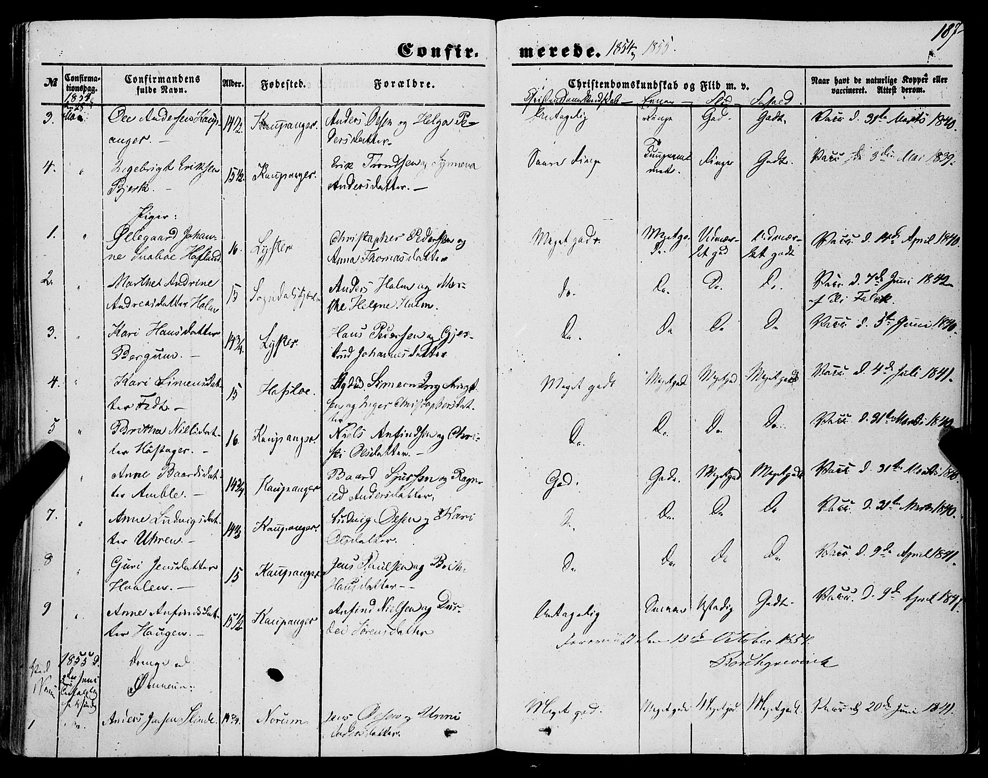 Sogndal sokneprestembete, AV/SAB-A-81301/H/Haa/Haaa/L0012I: Parish register (official) no. A 12I, 1847-1859, p. 187