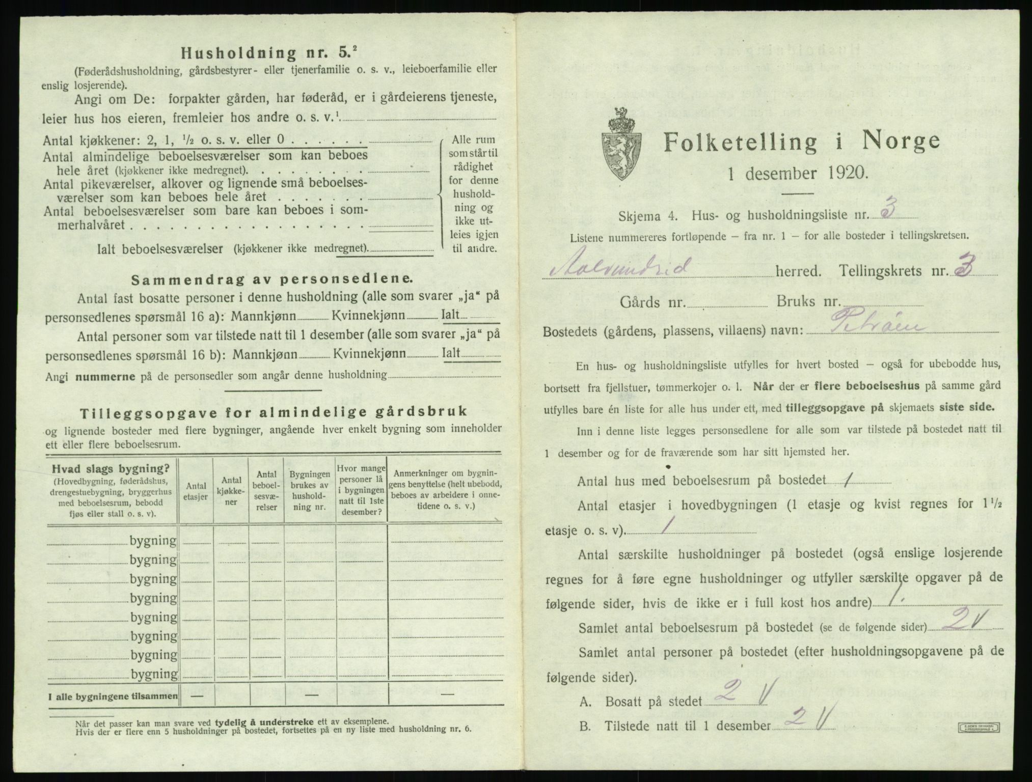 SAT, 1920 census for Ålvundeid, 1920, p. 26