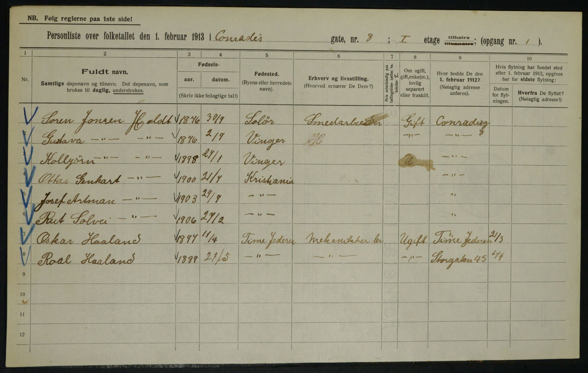 OBA, Municipal Census 1913 for Kristiania, 1913, p. 13643