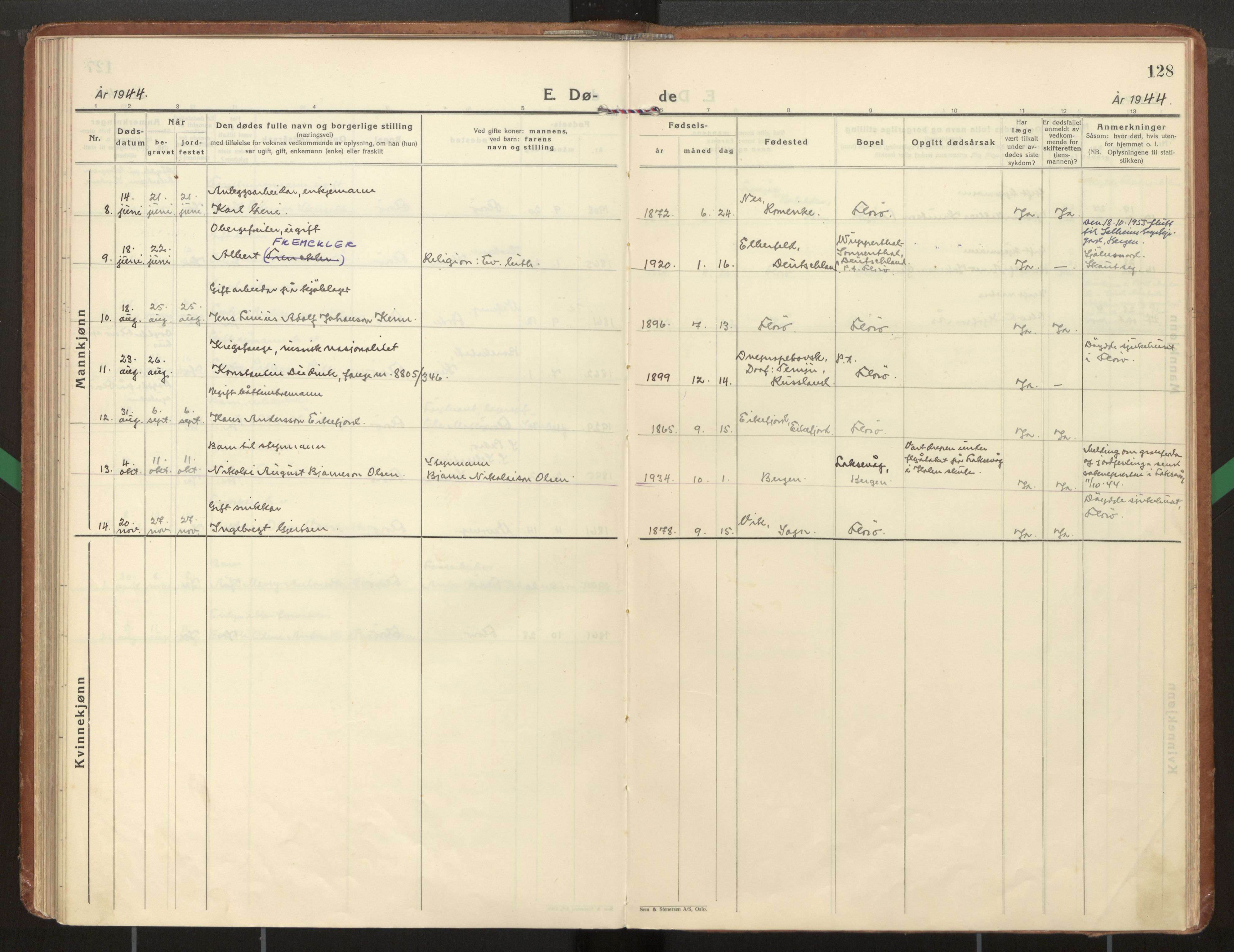 Kinn sokneprestembete, AV/SAB-A-80801/H/Haa/Haac/L0004: Parish register (official) no. C 4, 1935-1947, p. 128