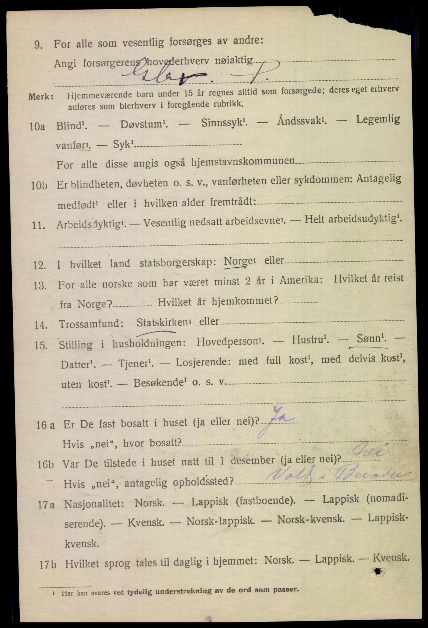 SAT, 1920 census for Beiarn, 1920, p. 3521