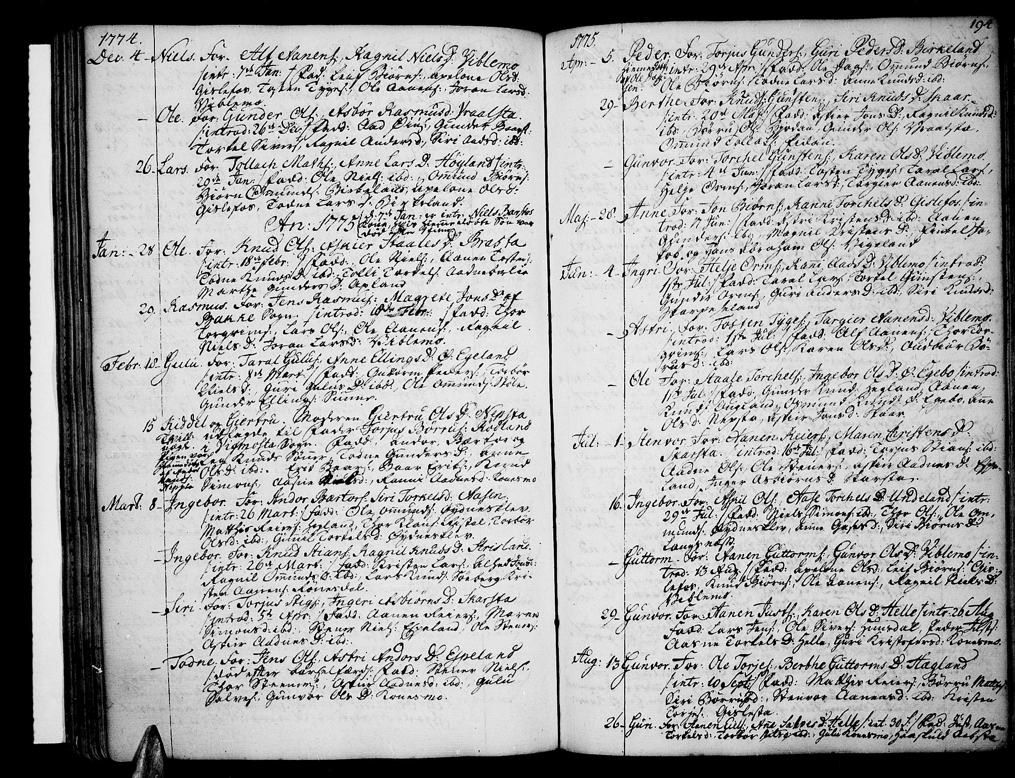 Sør-Audnedal sokneprestkontor, SAK/1111-0039/F/Fa/Fab/L0002: Parish register (official) no. A 2 /4, 1768-1814, p. 194