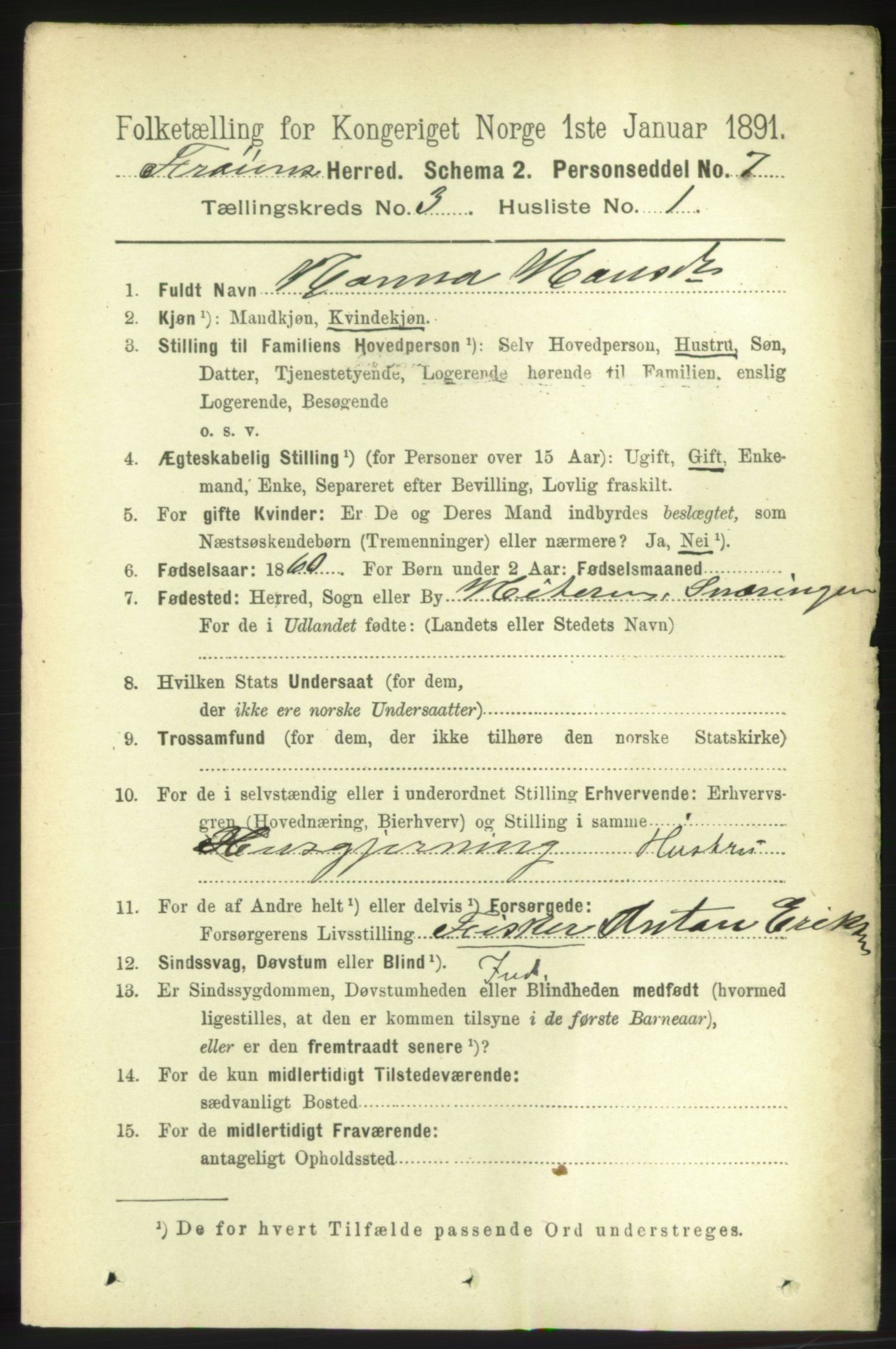 RA, 1891 census for 1619 Frøya, 1891, p. 1978