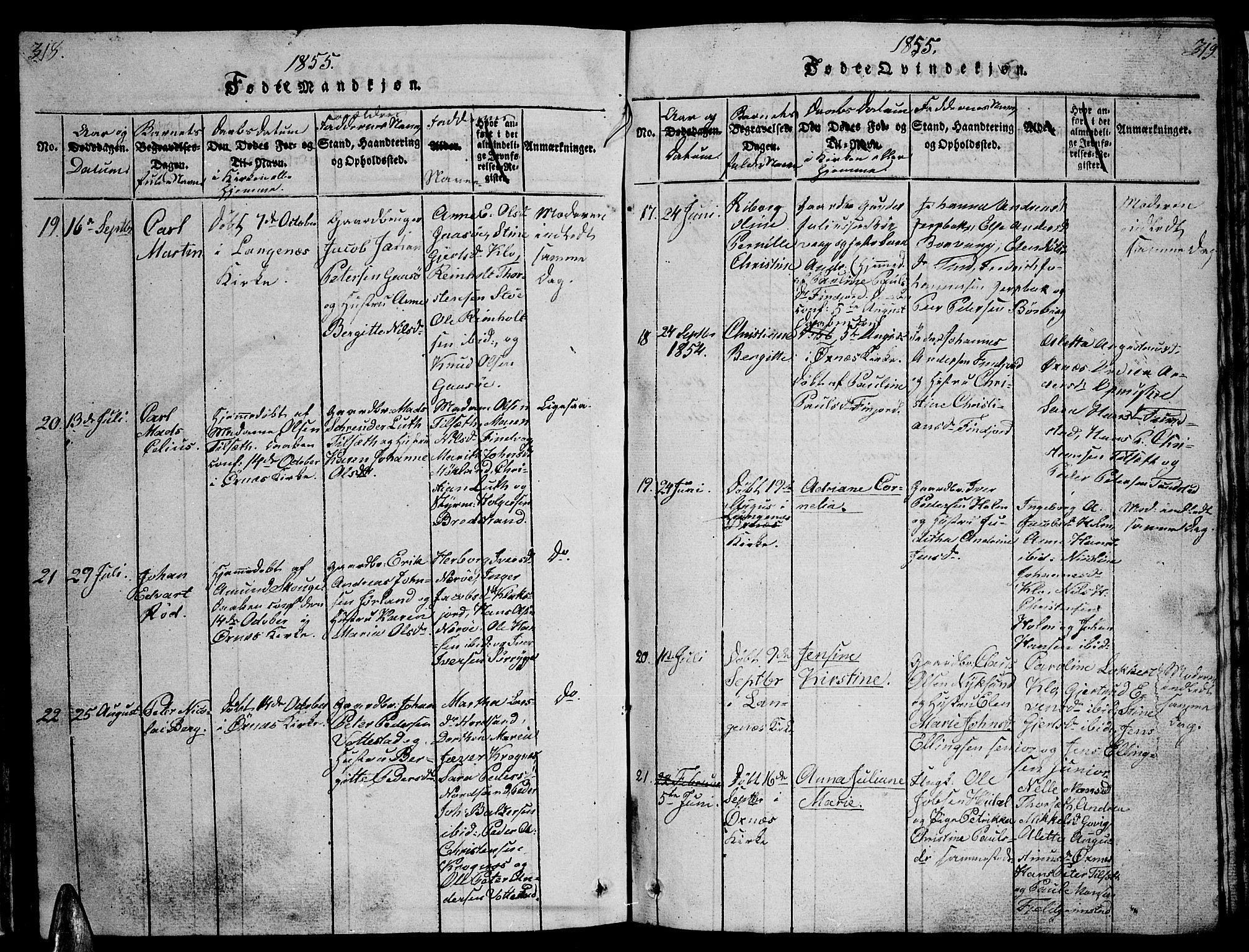 Ministerialprotokoller, klokkerbøker og fødselsregistre - Nordland, AV/SAT-A-1459/893/L1346: Parish register (copy) no. 893C01, 1820-1858, p. 318-319