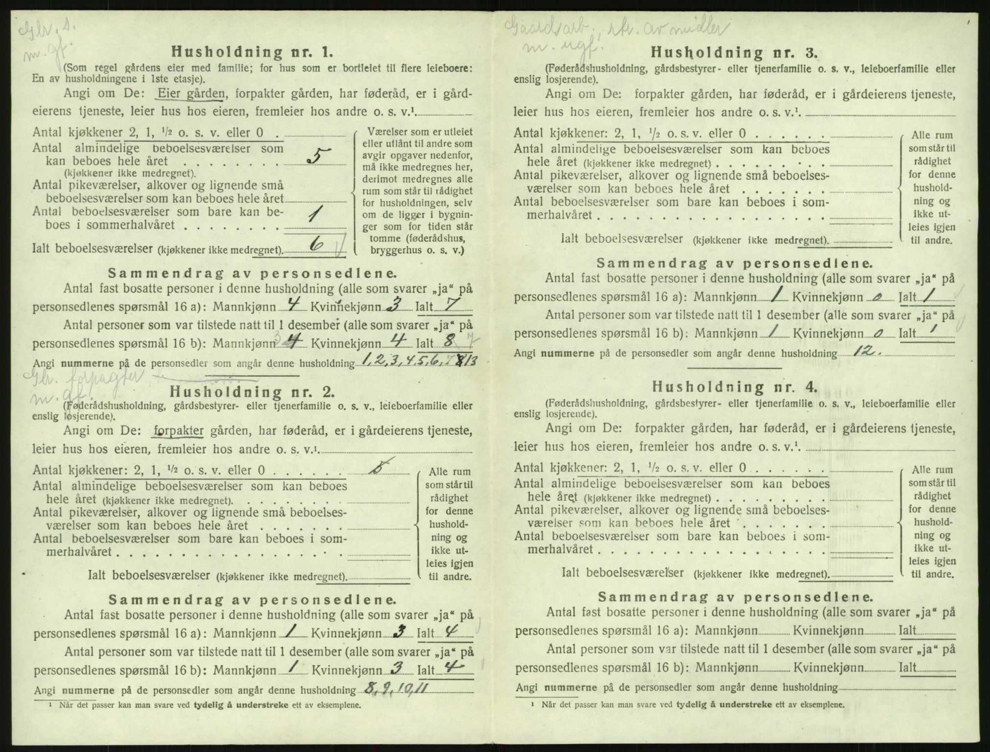 SAK, 1920 census for Valle, 1920, p. 186