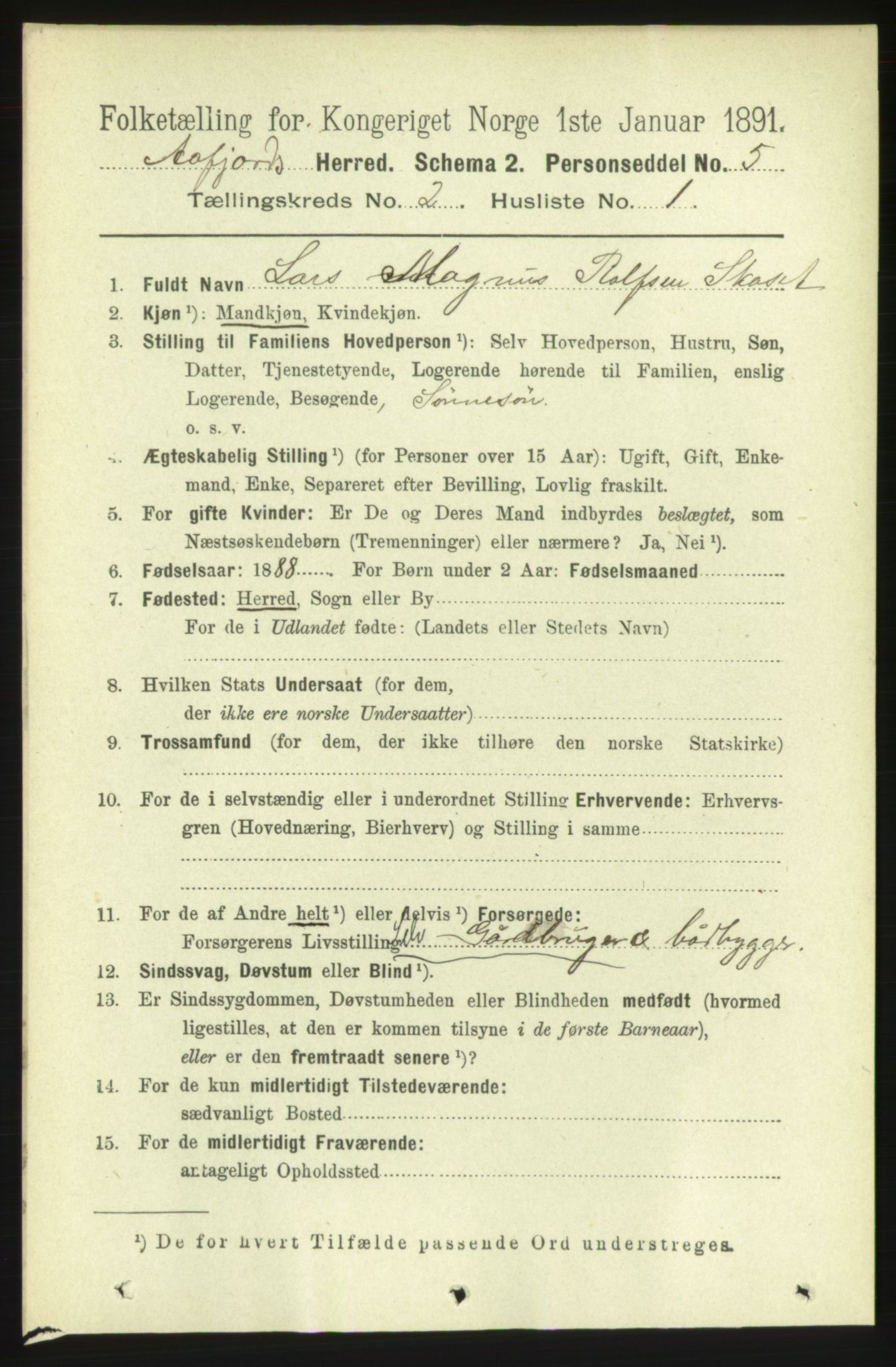 RA, 1891 census for 1630 Åfjord, 1891, p. 381