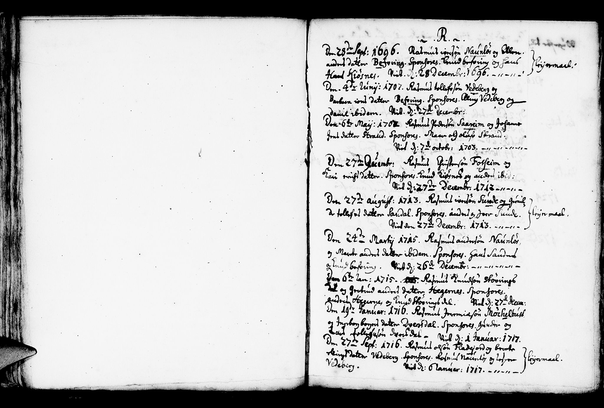 Jølster sokneprestembete, AV/SAB-A-80701/H/Haa/Haaa/L0001: Parish register (official) no. A 1, 1696-1728