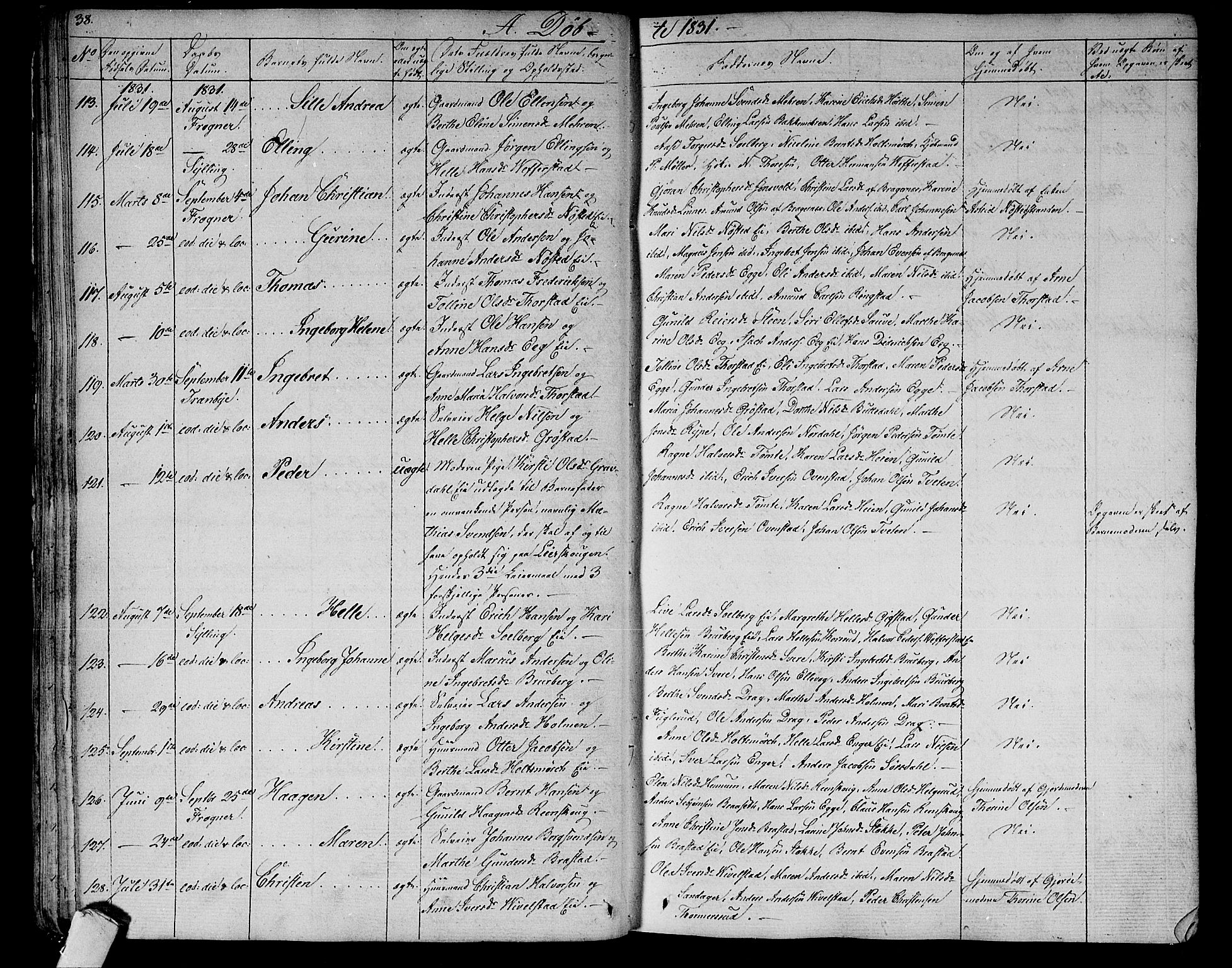 Lier kirkebøker, AV/SAKO-A-230/F/Fa/L0010: Parish register (official) no. I 10, 1827-1843, p. 38