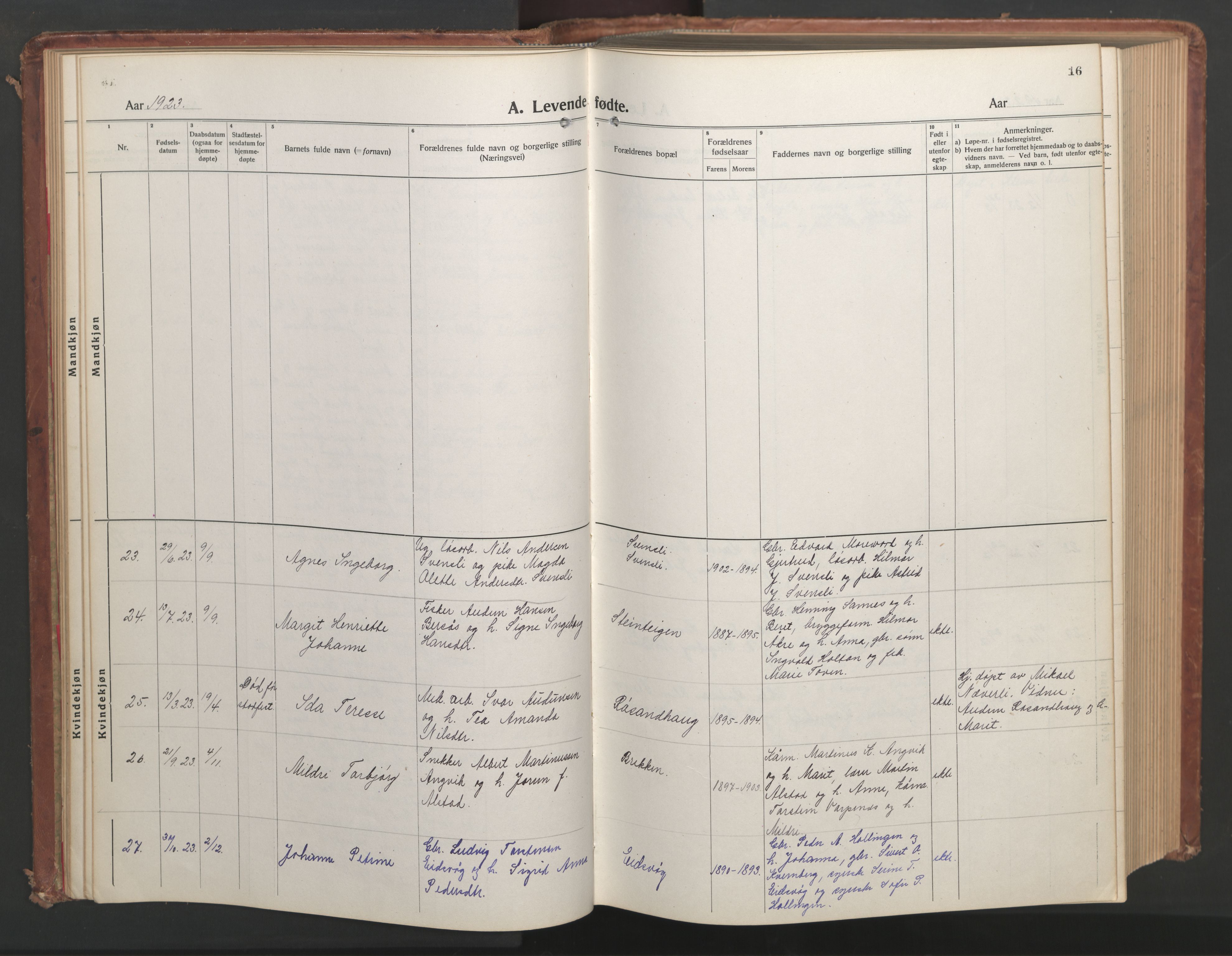 Ministerialprotokoller, klokkerbøker og fødselsregistre - Møre og Romsdal, AV/SAT-A-1454/551/L0633: Parish register (copy) no. 551C05, 1921-1961, p. 16