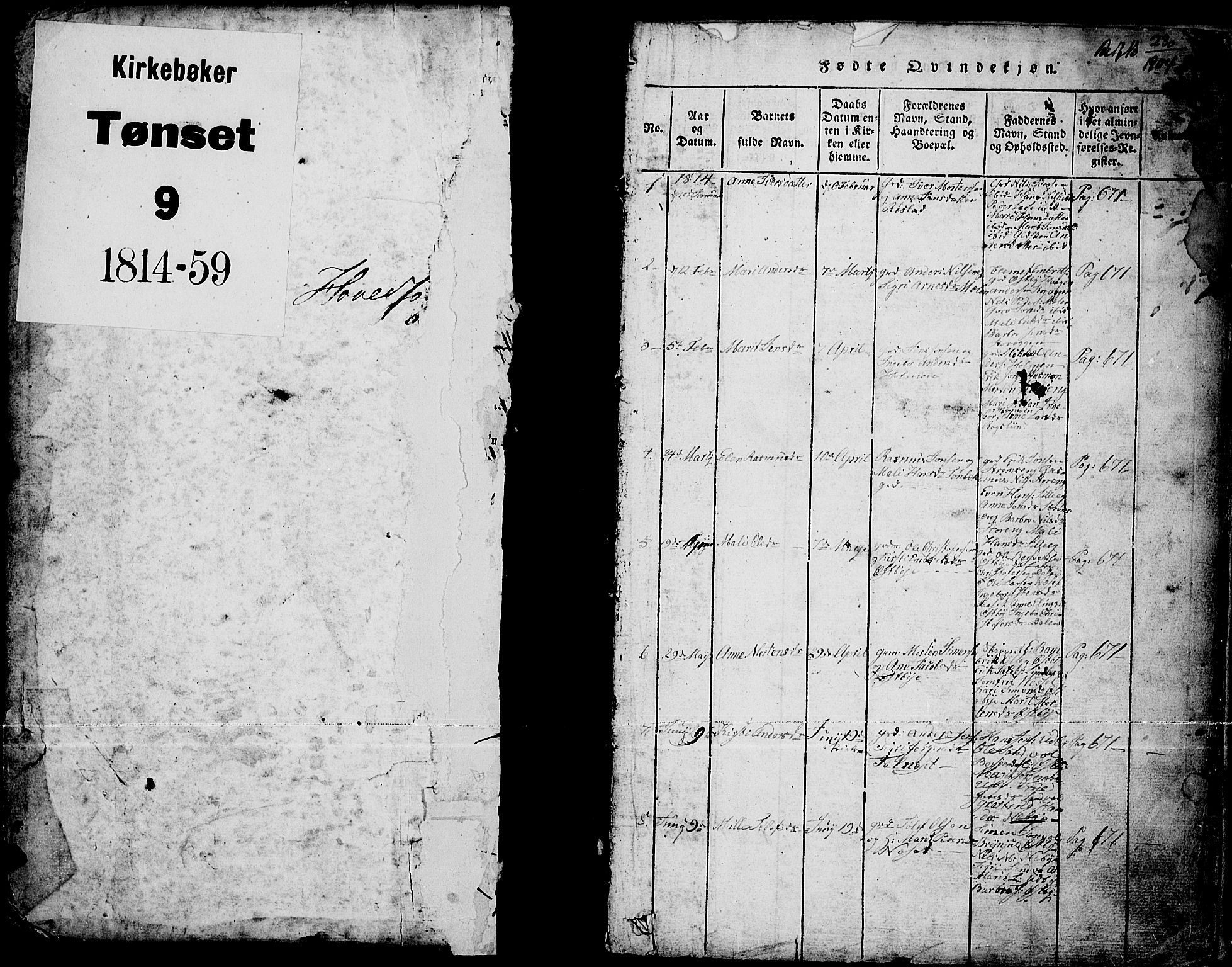 Tynset prestekontor, SAH/PREST-058/H/Ha/Hab/L0001: Parish register (copy) no. 1, 1814-1859, p. 0-1