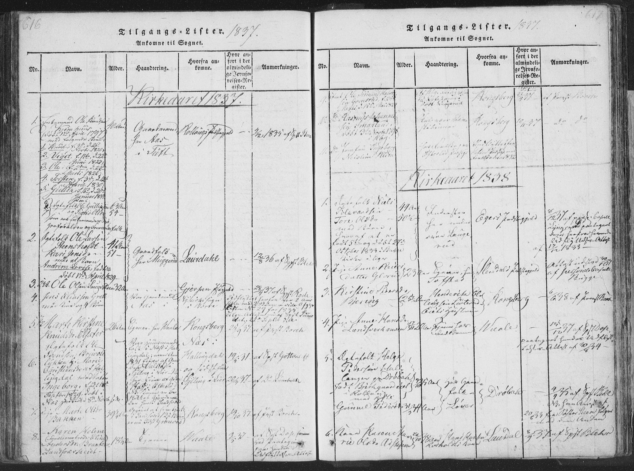 Sandsvær kirkebøker, AV/SAKO-A-244/F/Fa/L0004: Parish register (official) no. I 4, 1817-1839, p. 616-617