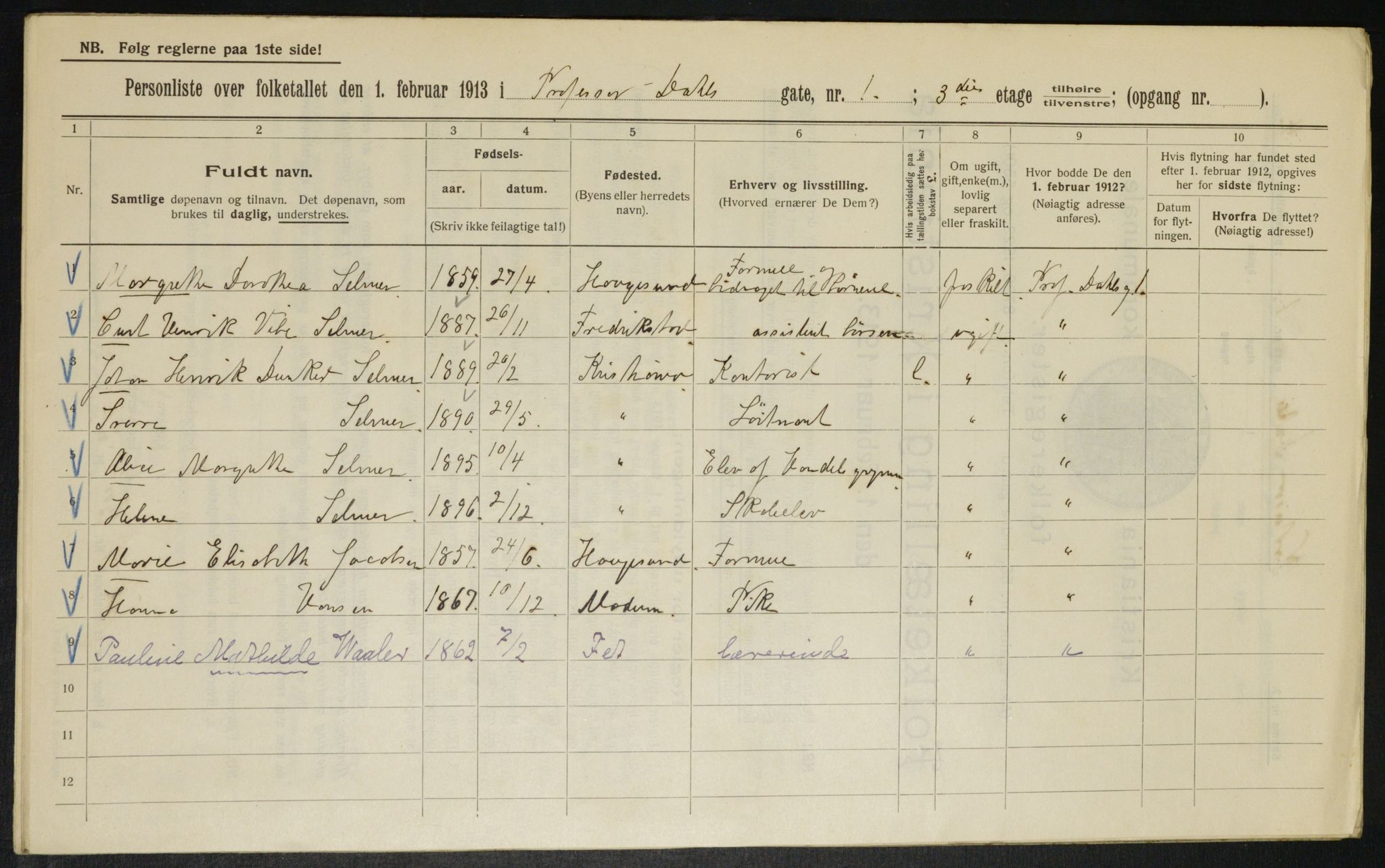 OBA, Municipal Census 1913 for Kristiania, 1913, p. 81471