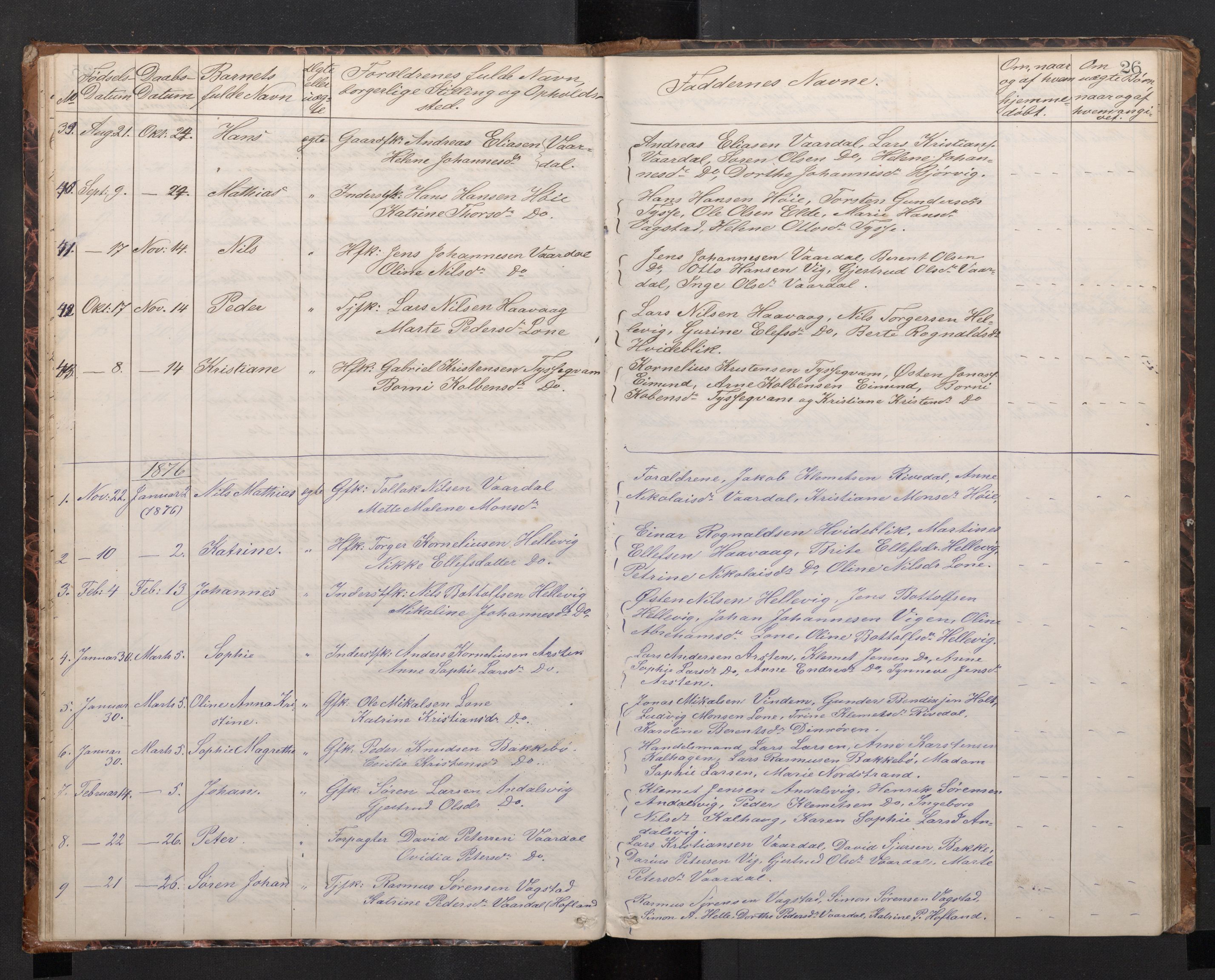 Fjaler sokneprestembete, AV/SAB-A-79801/H/Hab/Habb/L0001: Parish register (copy) no. B 1, 1865-1894, p. 25b-26a