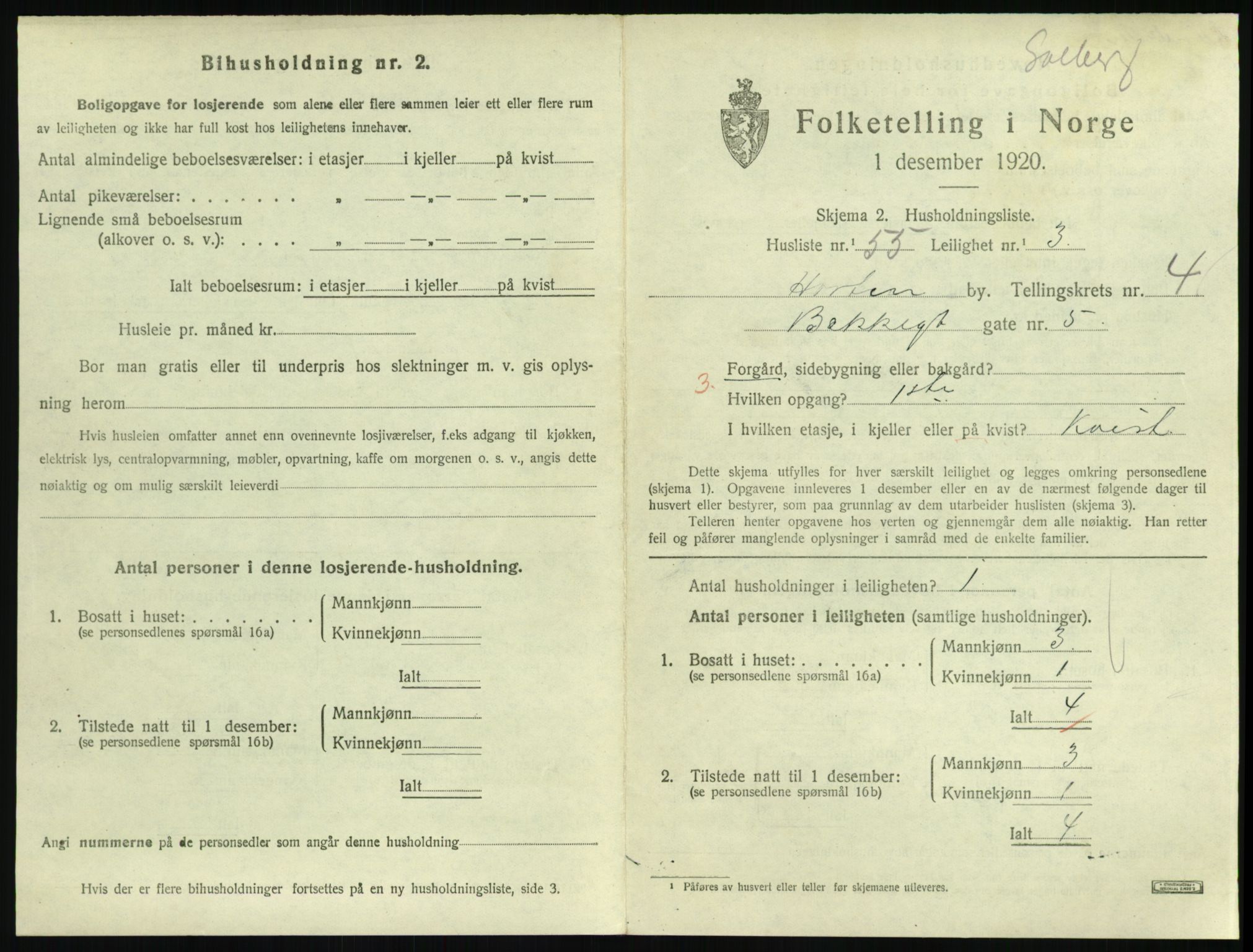 SAKO, 1920 census for Horten, 1920, p. 5069