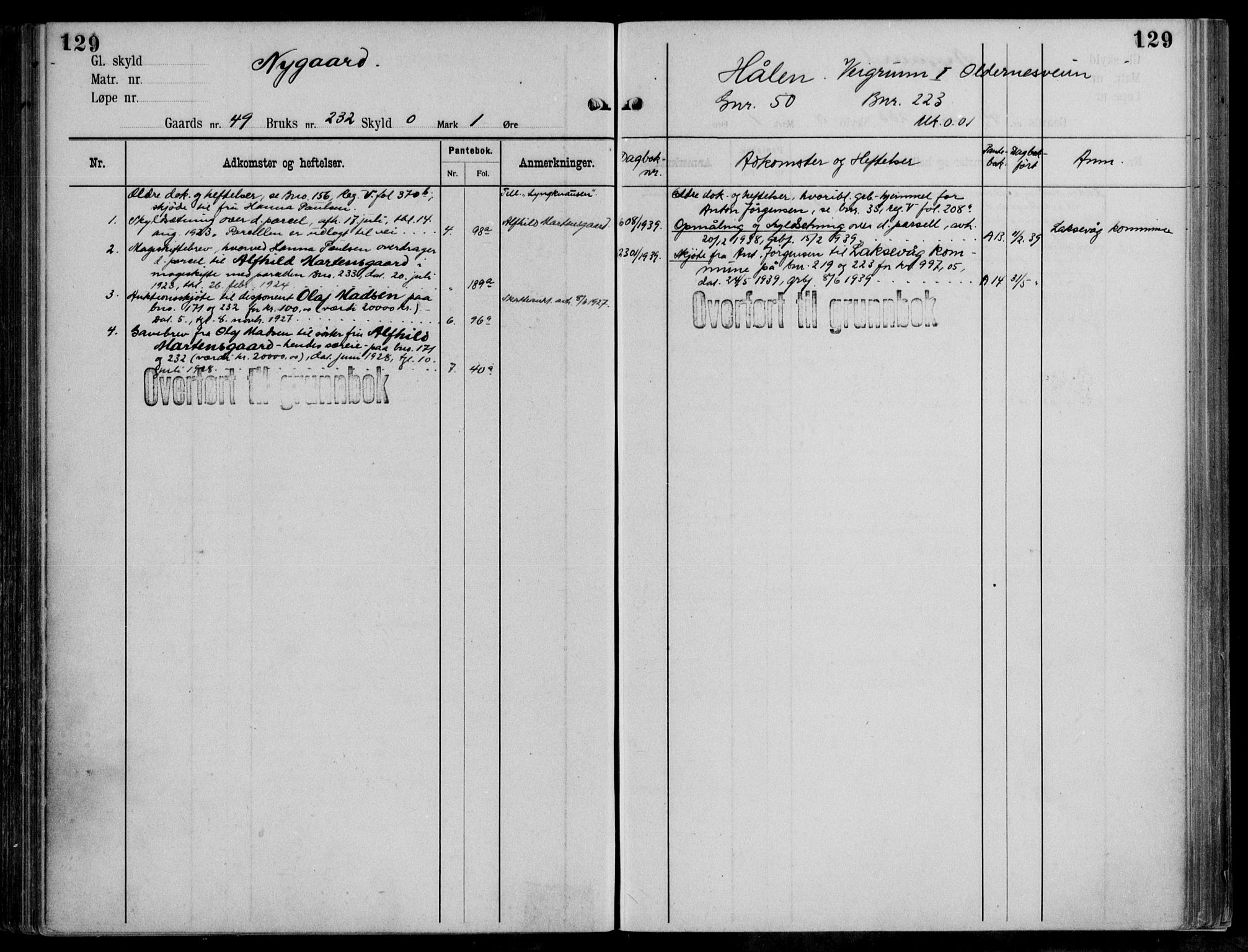 Midhordland sorenskriveri, AV/SAB-A-3001/1/G/Ga/Gab/L0111: Mortgage register no. II.A.b.111, p. 129
