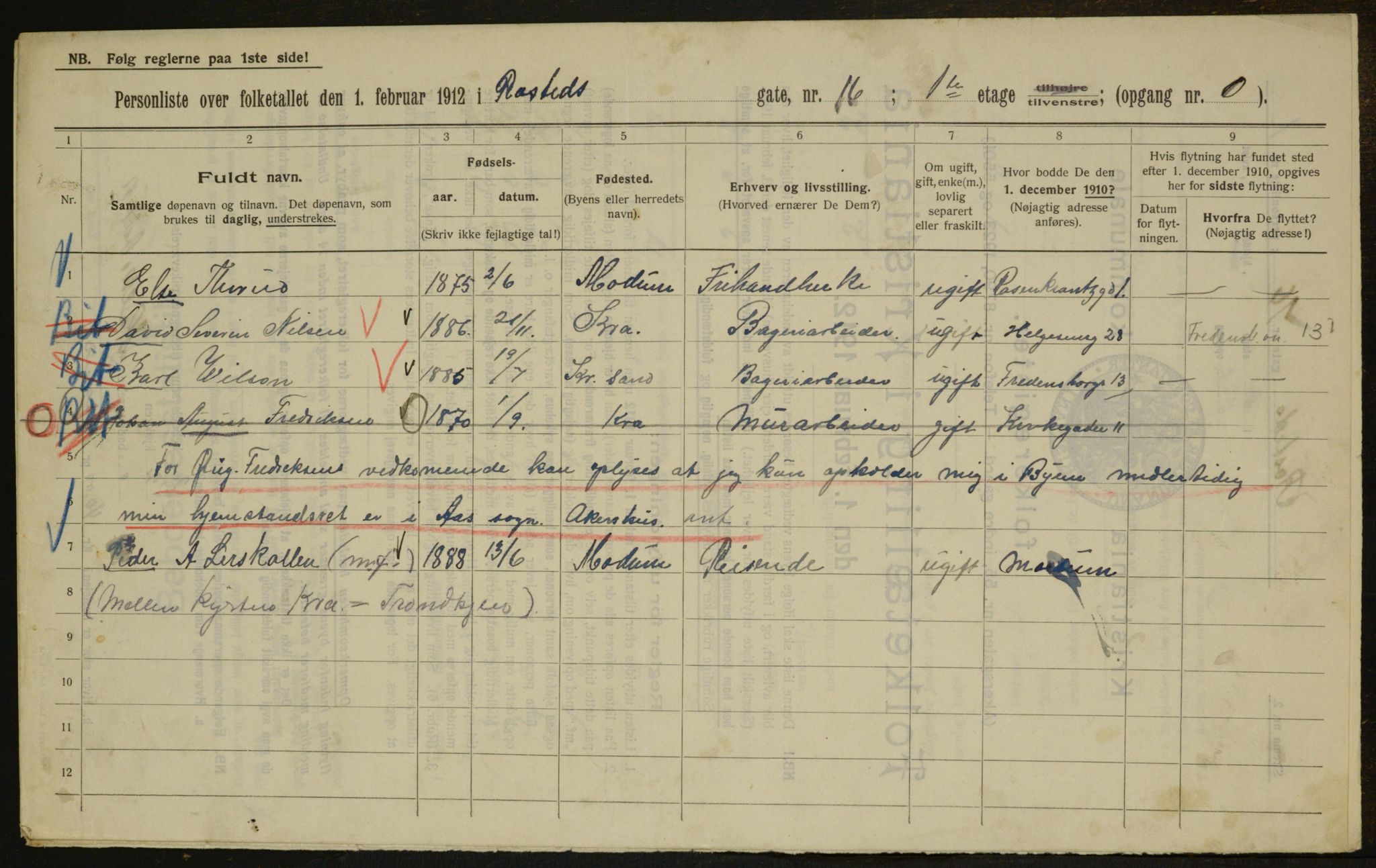 OBA, Municipal Census 1912 for Kristiania, 1912, p. 84695