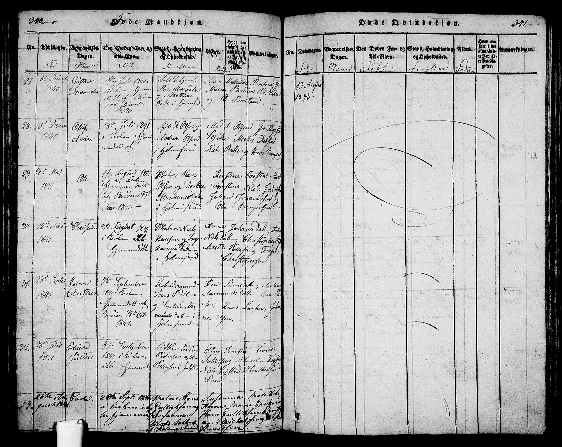 Holmestrand kirkebøker, SAKO/A-346/G/Ga/L0001: Parish register (copy) no. 1, 1814-1848, p. 340-341