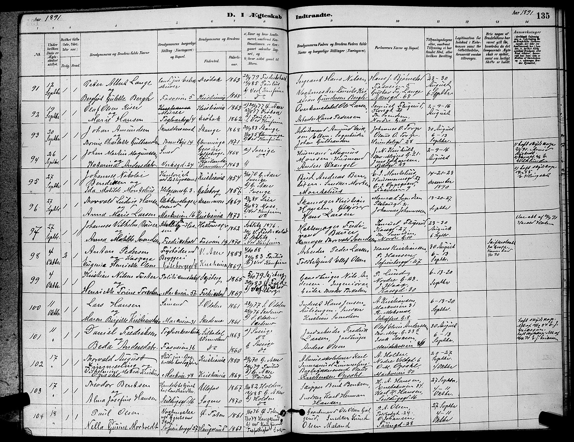 Paulus prestekontor Kirkebøker, AV/SAO-A-10871/G/Ga/L0005: Parish register (copy) no. 5, 1879-1893, p. 135