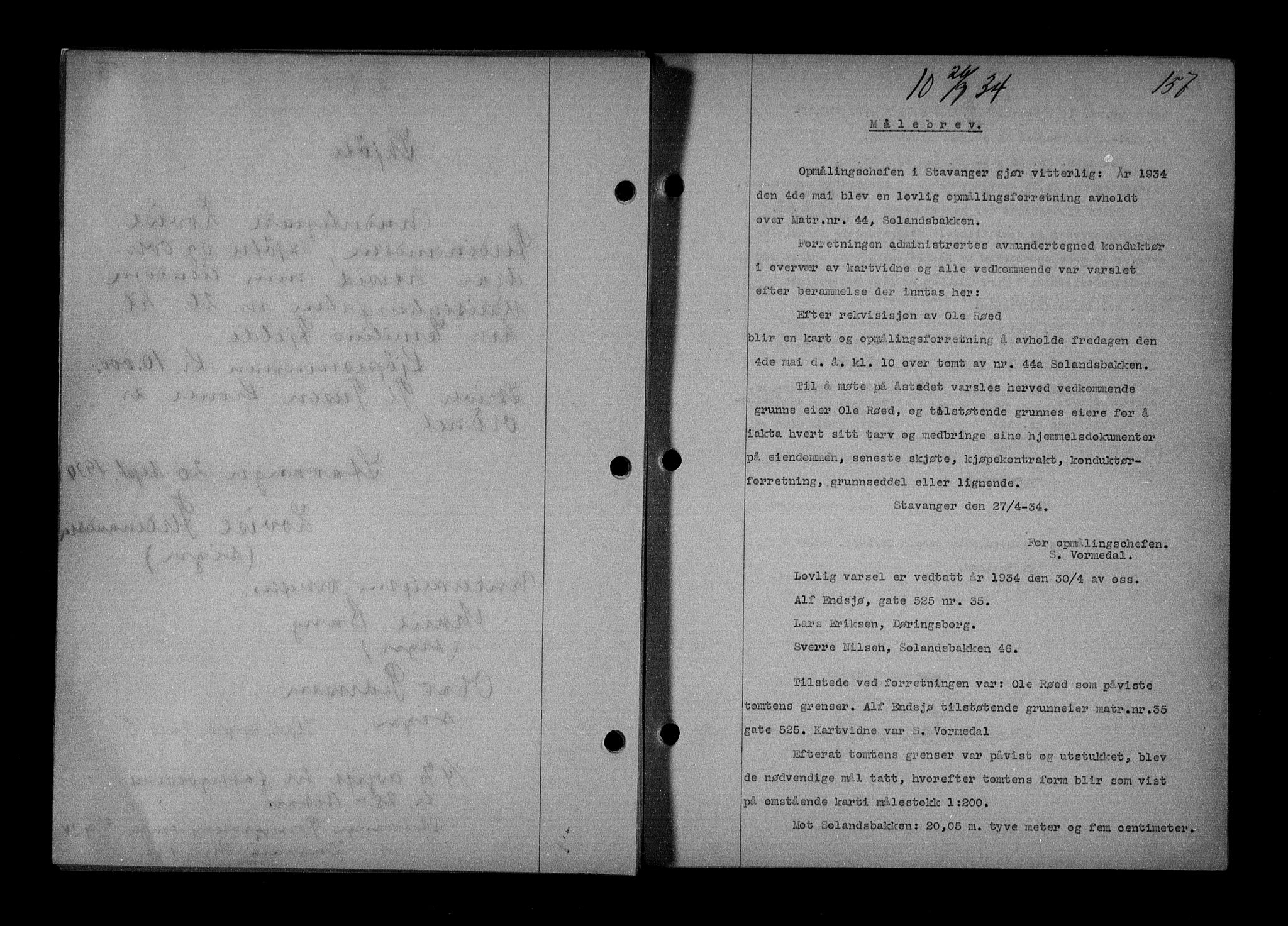 Stavanger byrett, AV/SAST-A-100455/001/4/41/410BB/L0007: Mortgage book no. 57, 1934-1934, Deed date: 26.09.1934